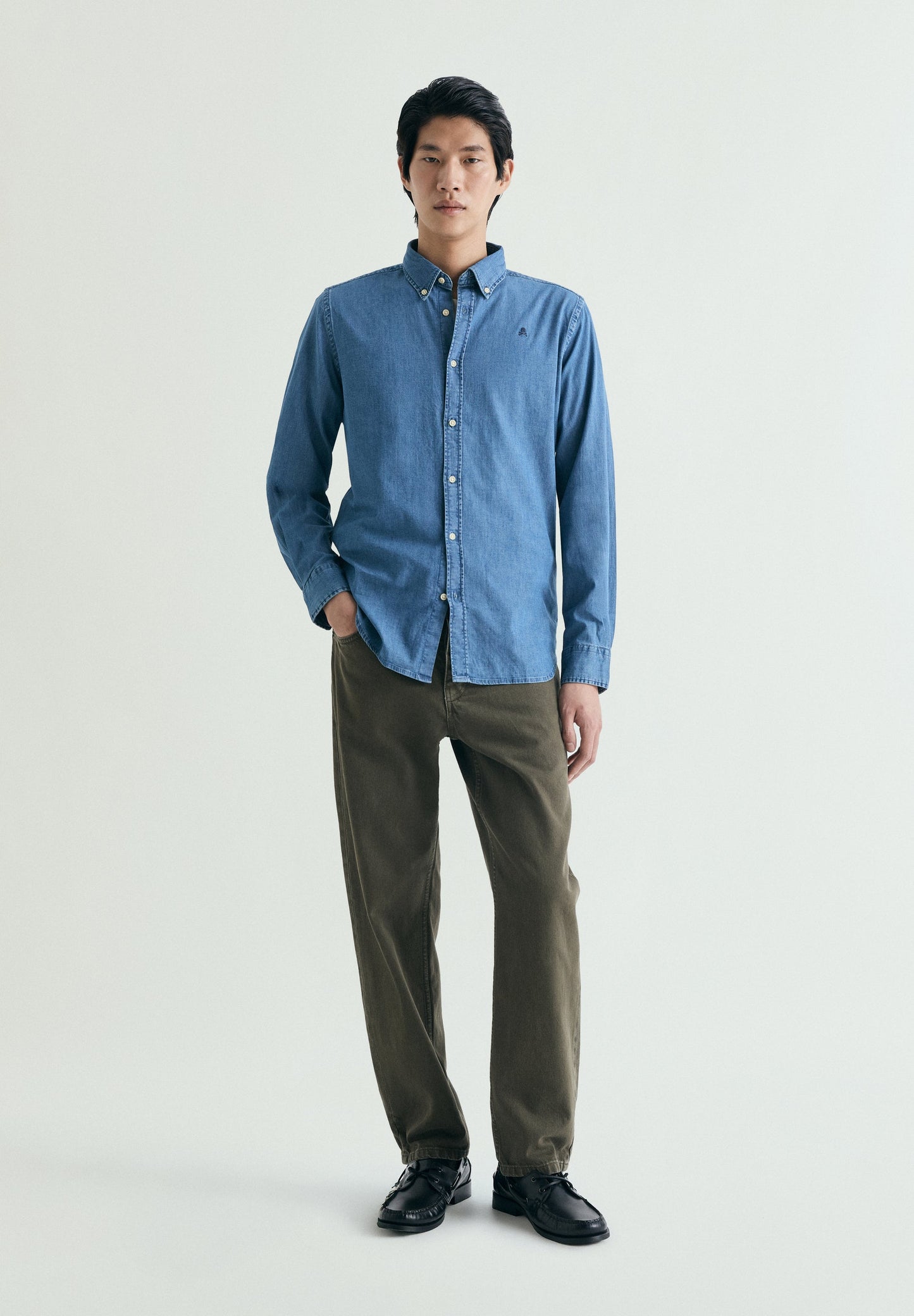 DENIM SHIRT WITH CONTRAST EMBROIDERY