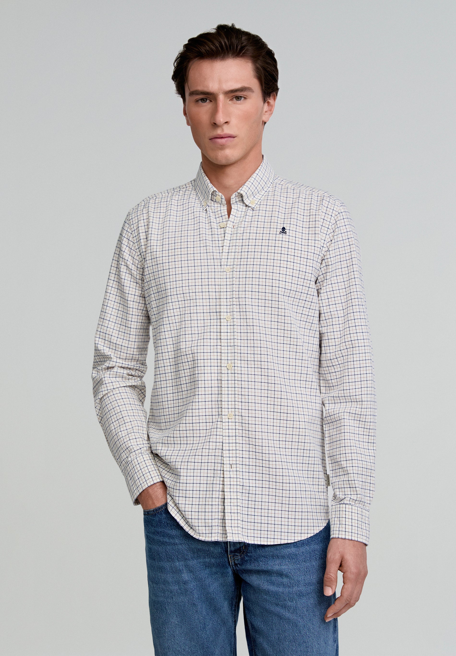 CHECKED SHIRT WITH CONTRAST SKULL