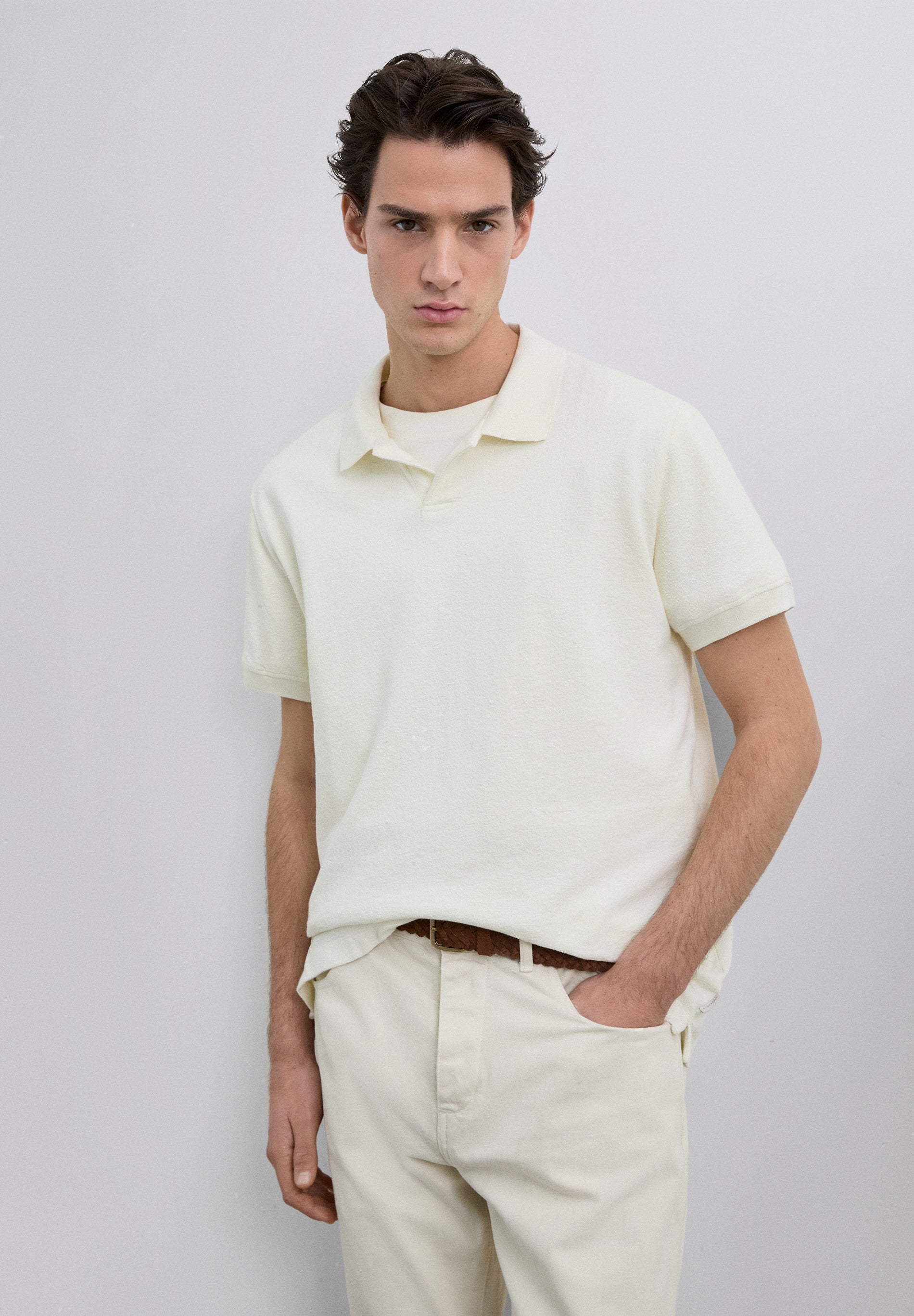 SHORT SLEEVE RUSTIC KNIT POLO SHIRT