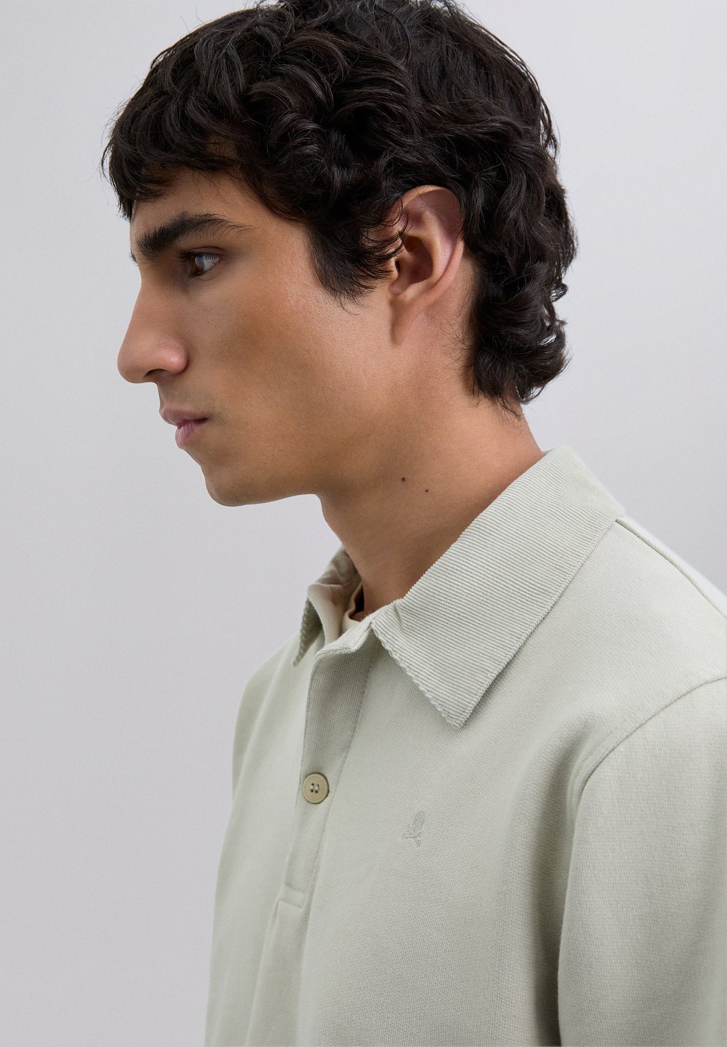 EMBROIDERED POLO SHIRT WITH CORDUROY COLLAR