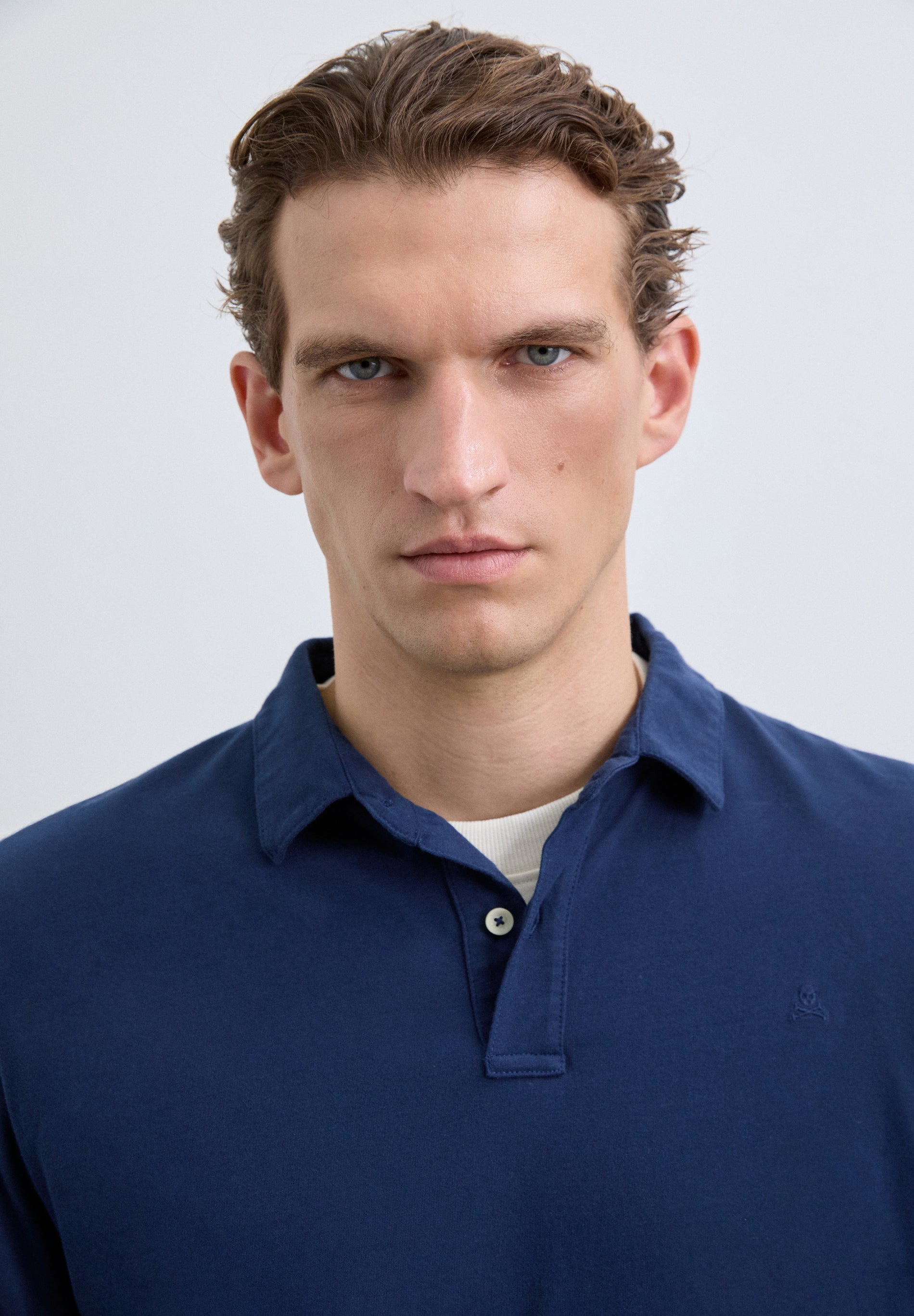 LONG SLEEVE POLO SHIRT WITH SKULL