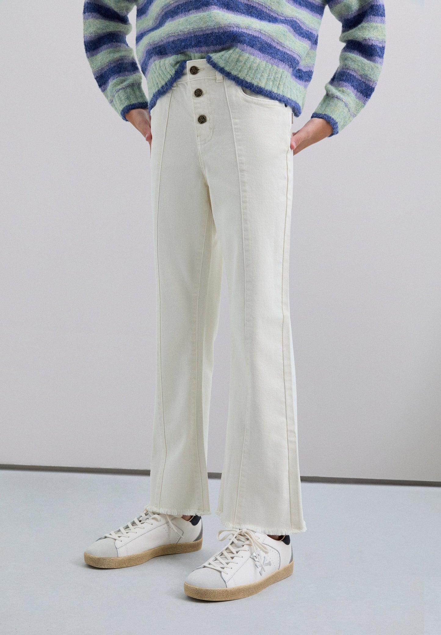 FLARED DENIM TROUSERS