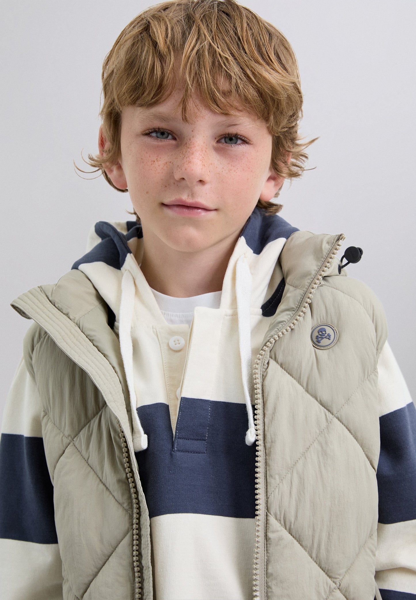 SKULL PUFFER VEST WITH HOOD