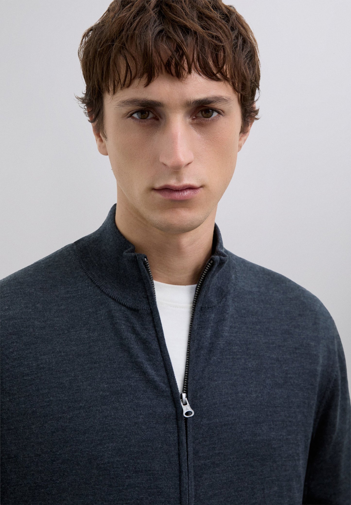 MERINO WOOL ZIP-UP CARDIGAN