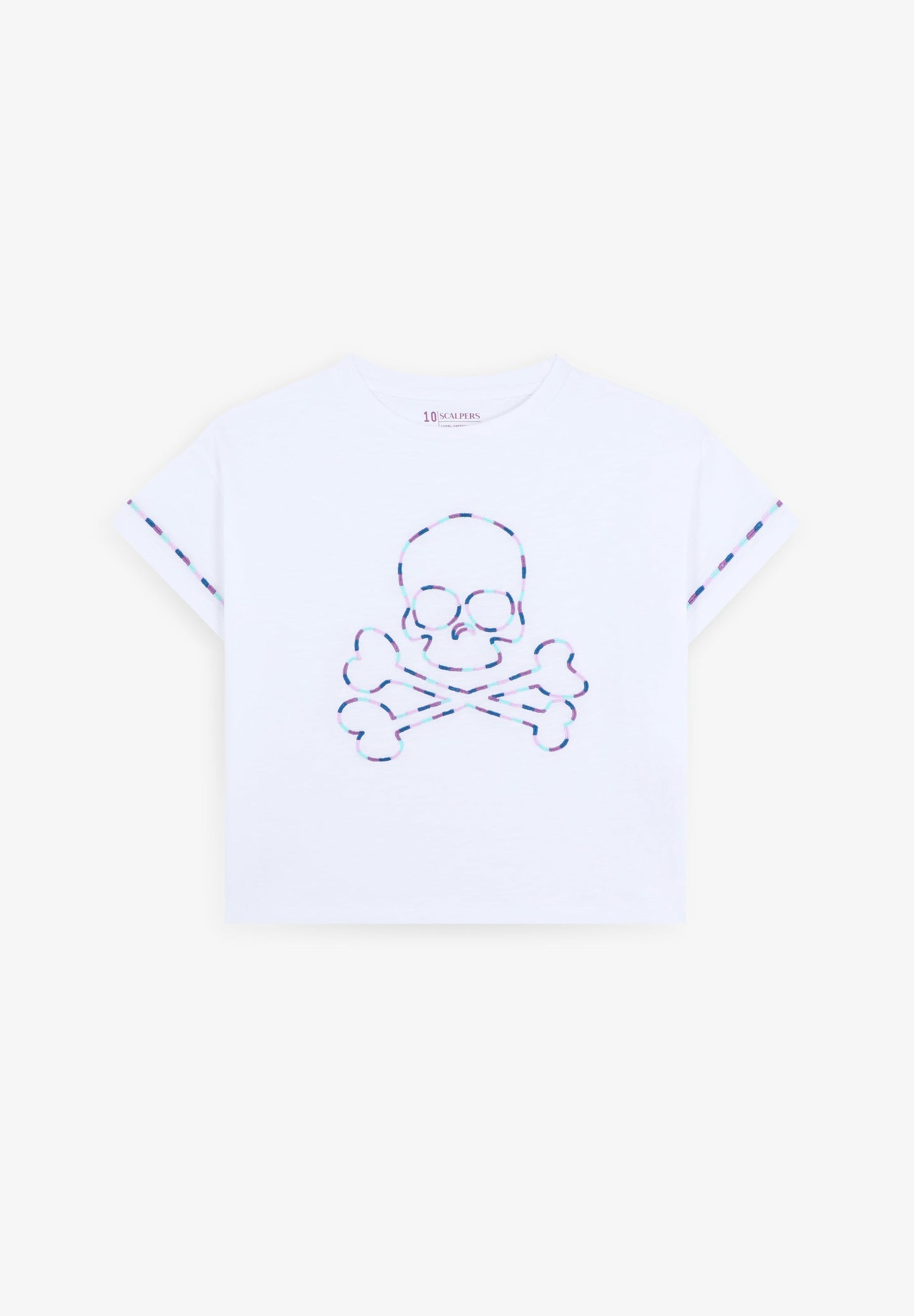 T-SHIRT WITH THREE-TONE EMBROIDERED SKULL