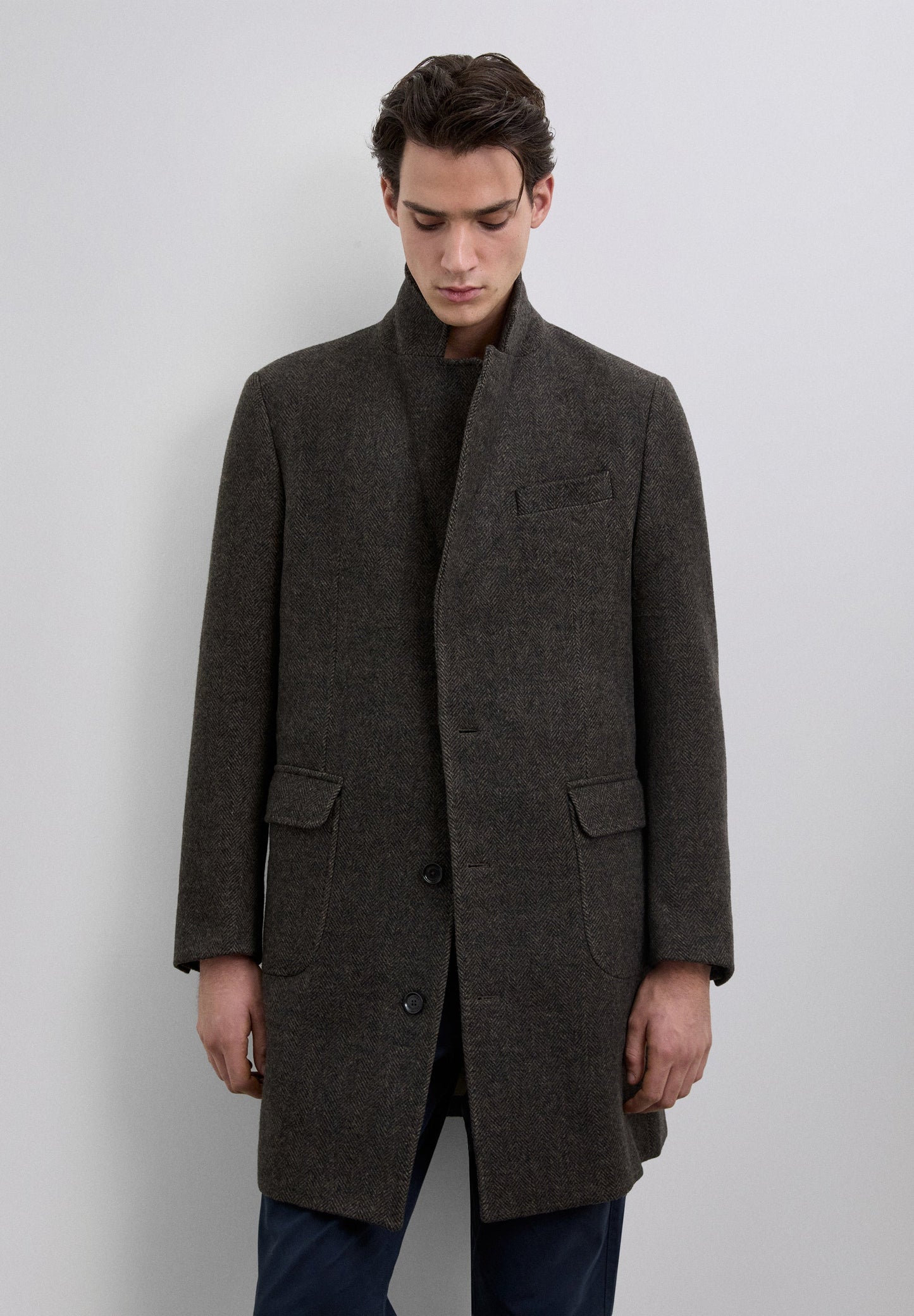 HERRINGBONE WOOL COAT
