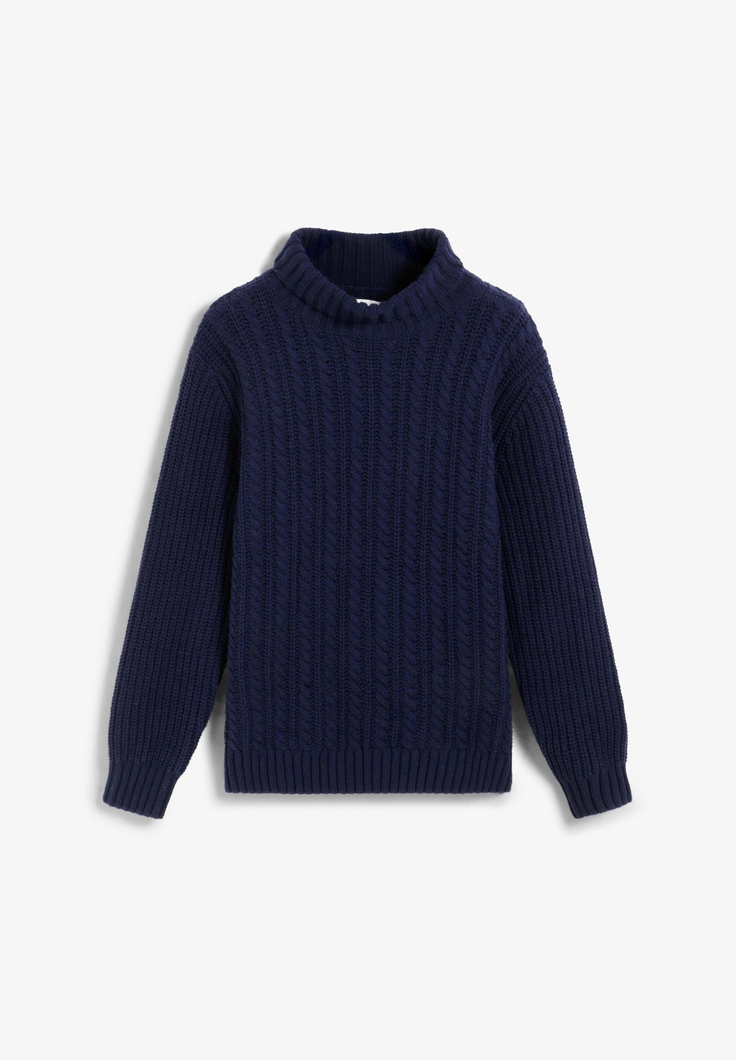 SWEATER WITH BRAIDED HIGH COLLAR