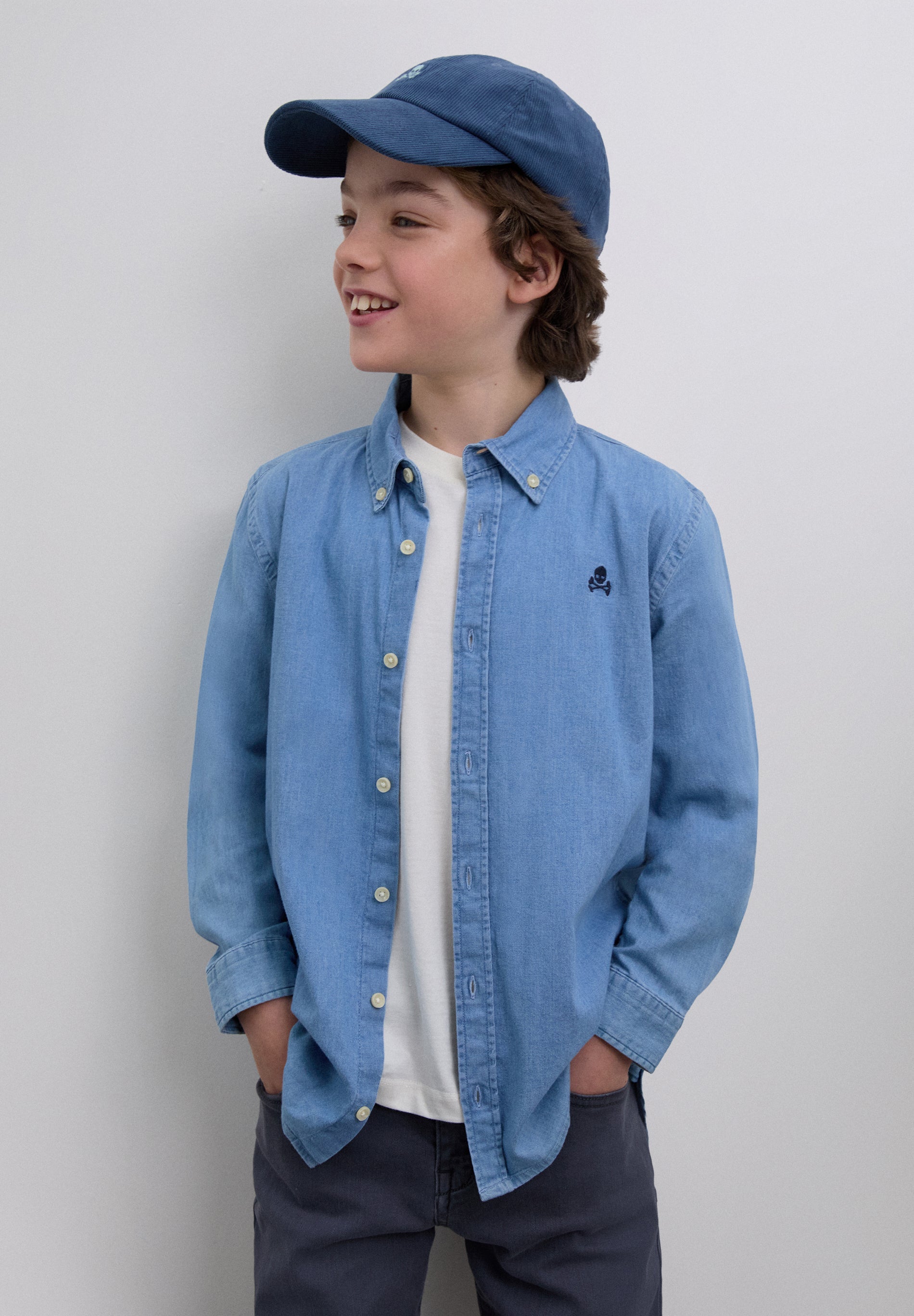 DENIM SHIRT WITH SKULL