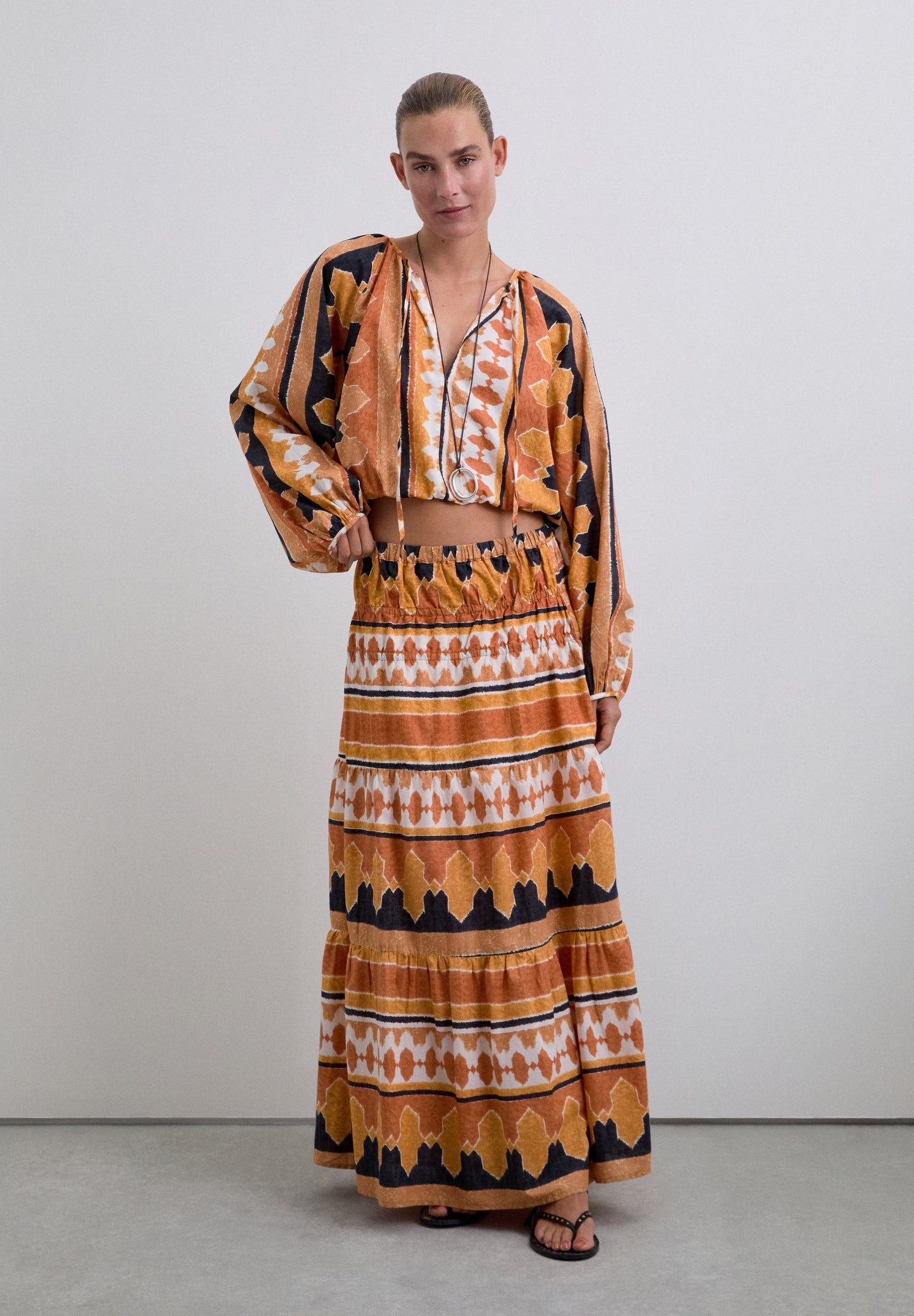 ETHNIC PUFF SLEEVE SHIRT