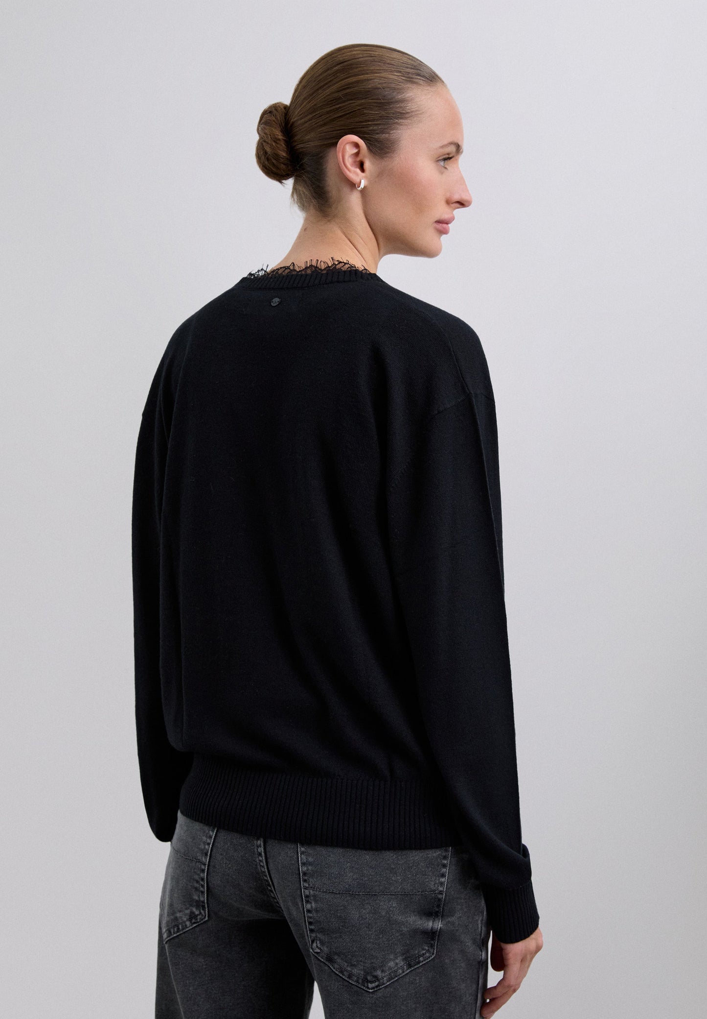 V-NECK SWEATER WITH LACE