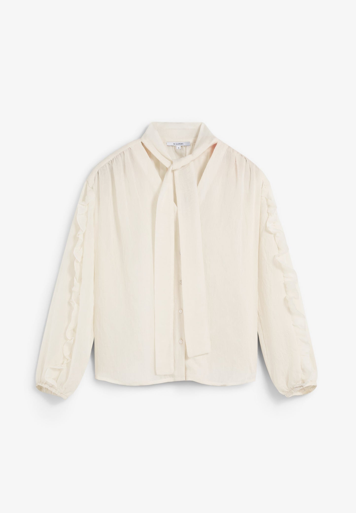 GATHERED BLOUSE WITH TIE DETAIL