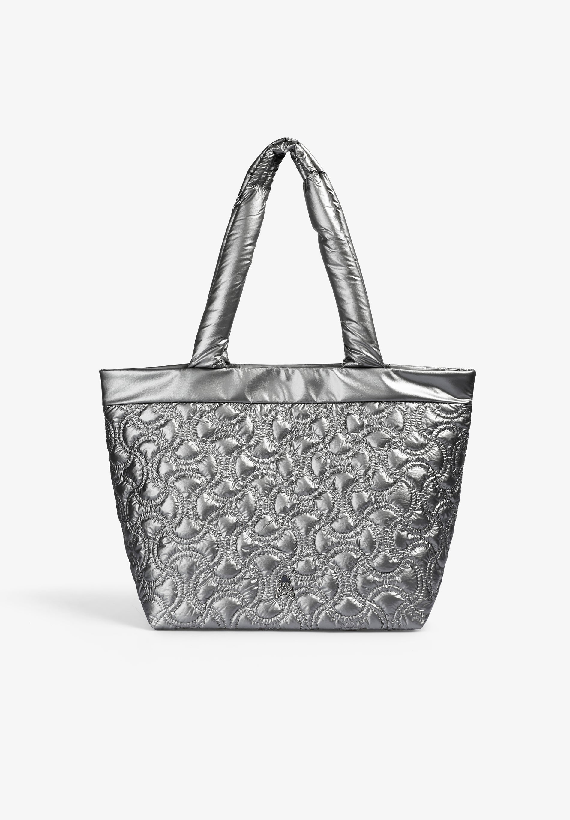 QUILTED SKULL TOTE BAG