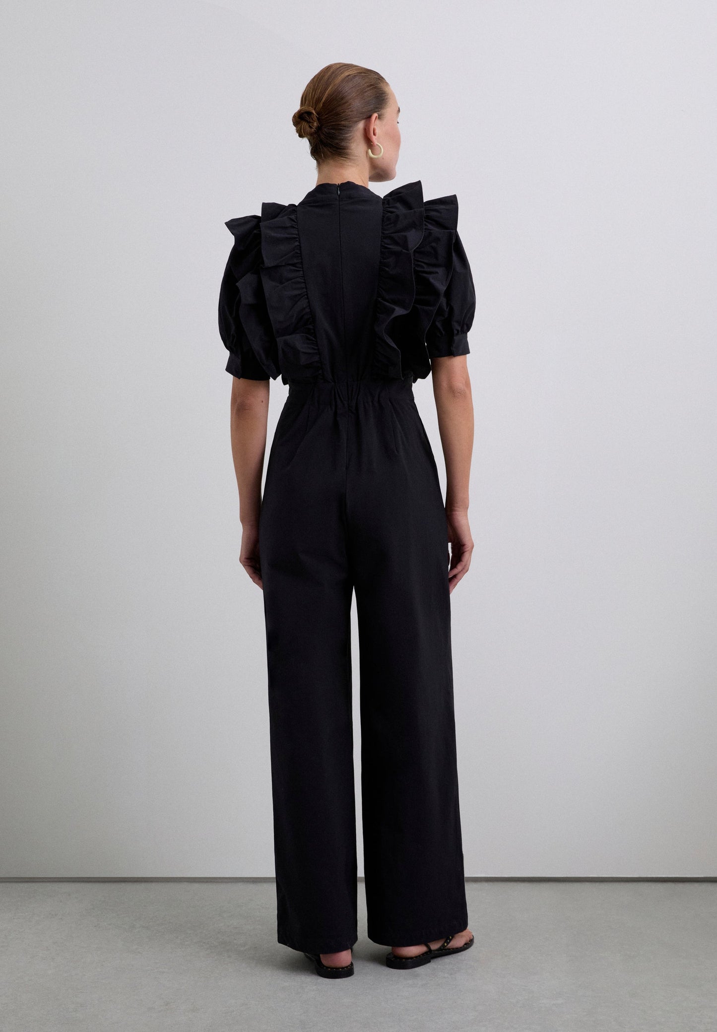 BLACK JUMPSUIT WITH RUFFLES