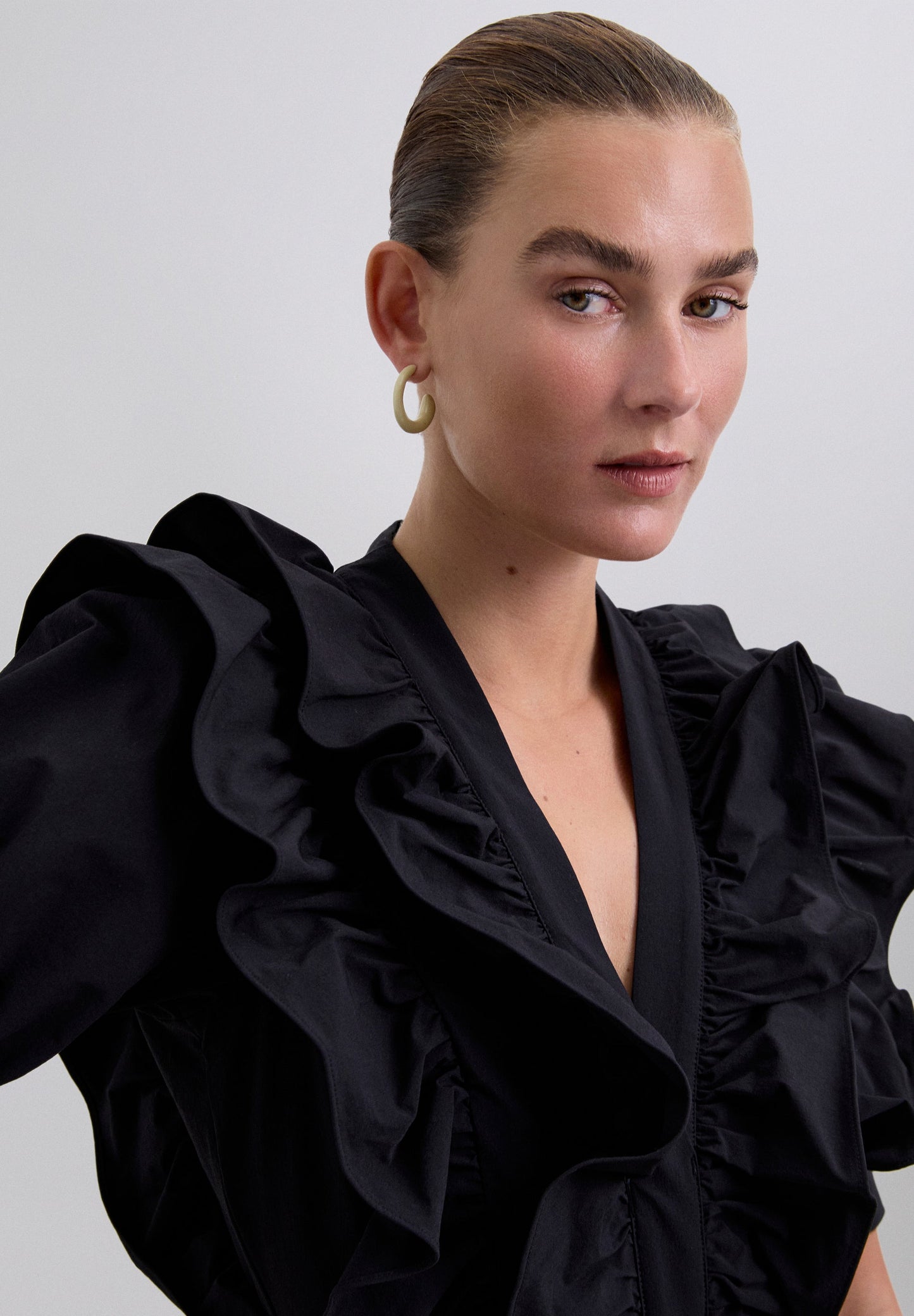 BLACK JUMPSUIT WITH RUFFLES