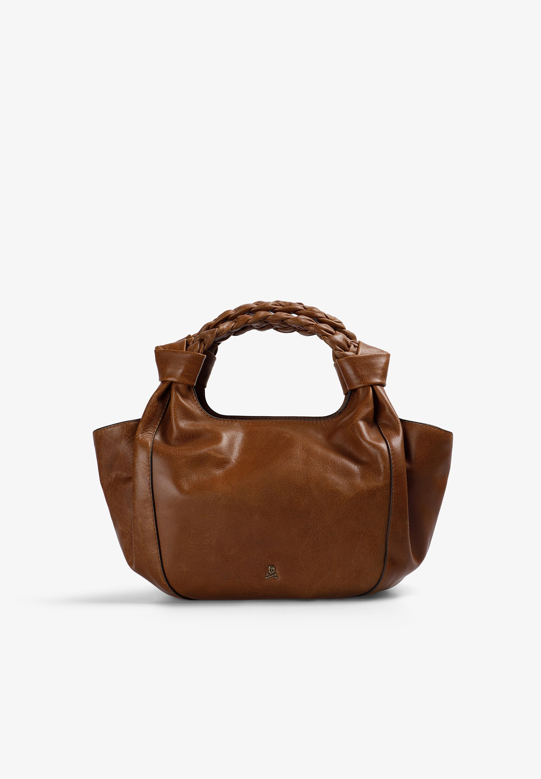 LEATHER HANDBAG WITH BRAIDED HANDLE