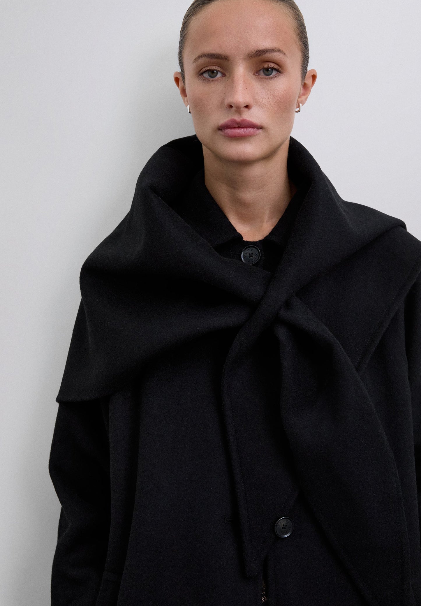 LONG COAT WITH DETACHABLE SCARF DETAIL