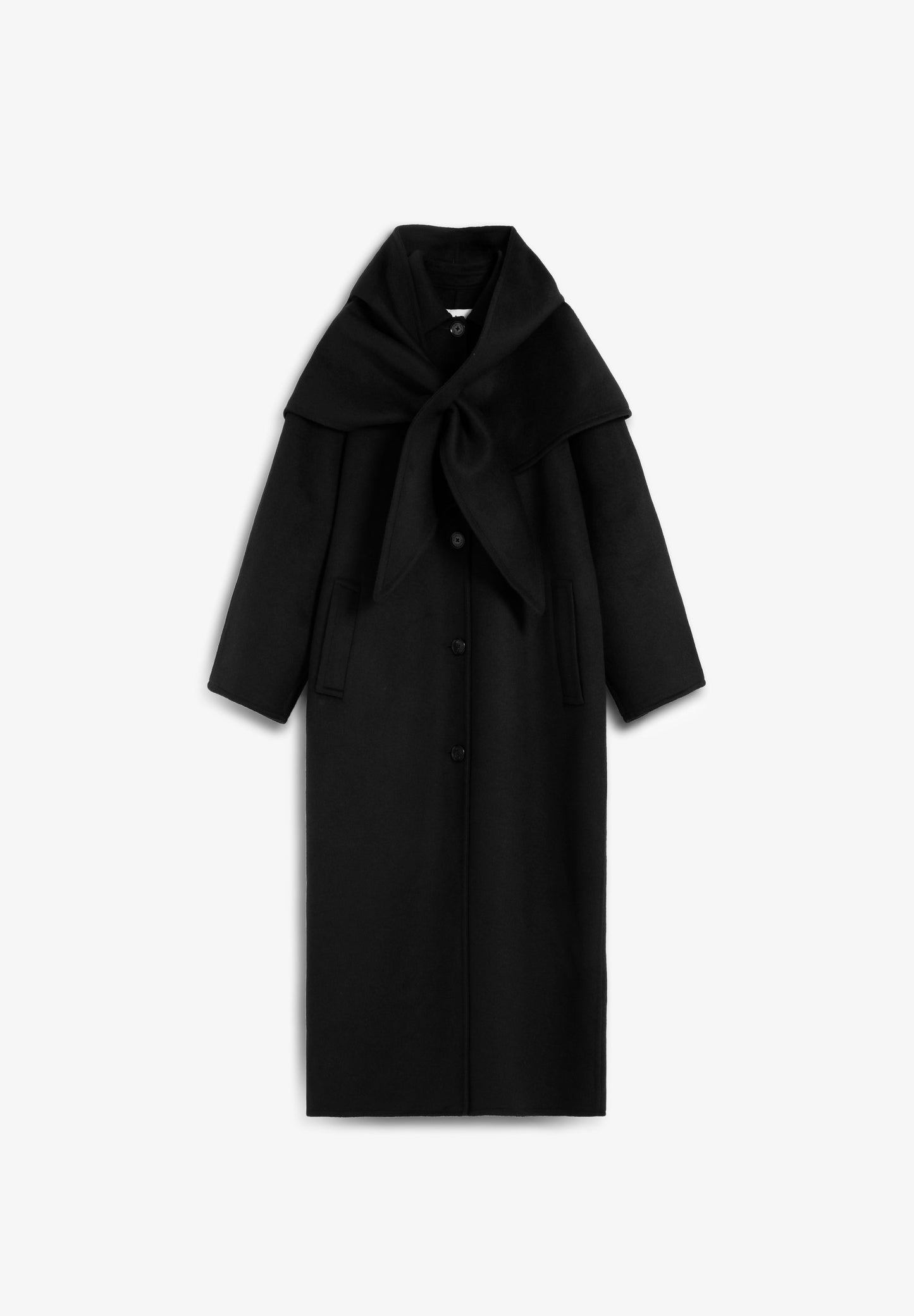 LONG COAT WITH DETACHABLE SCARF DETAIL