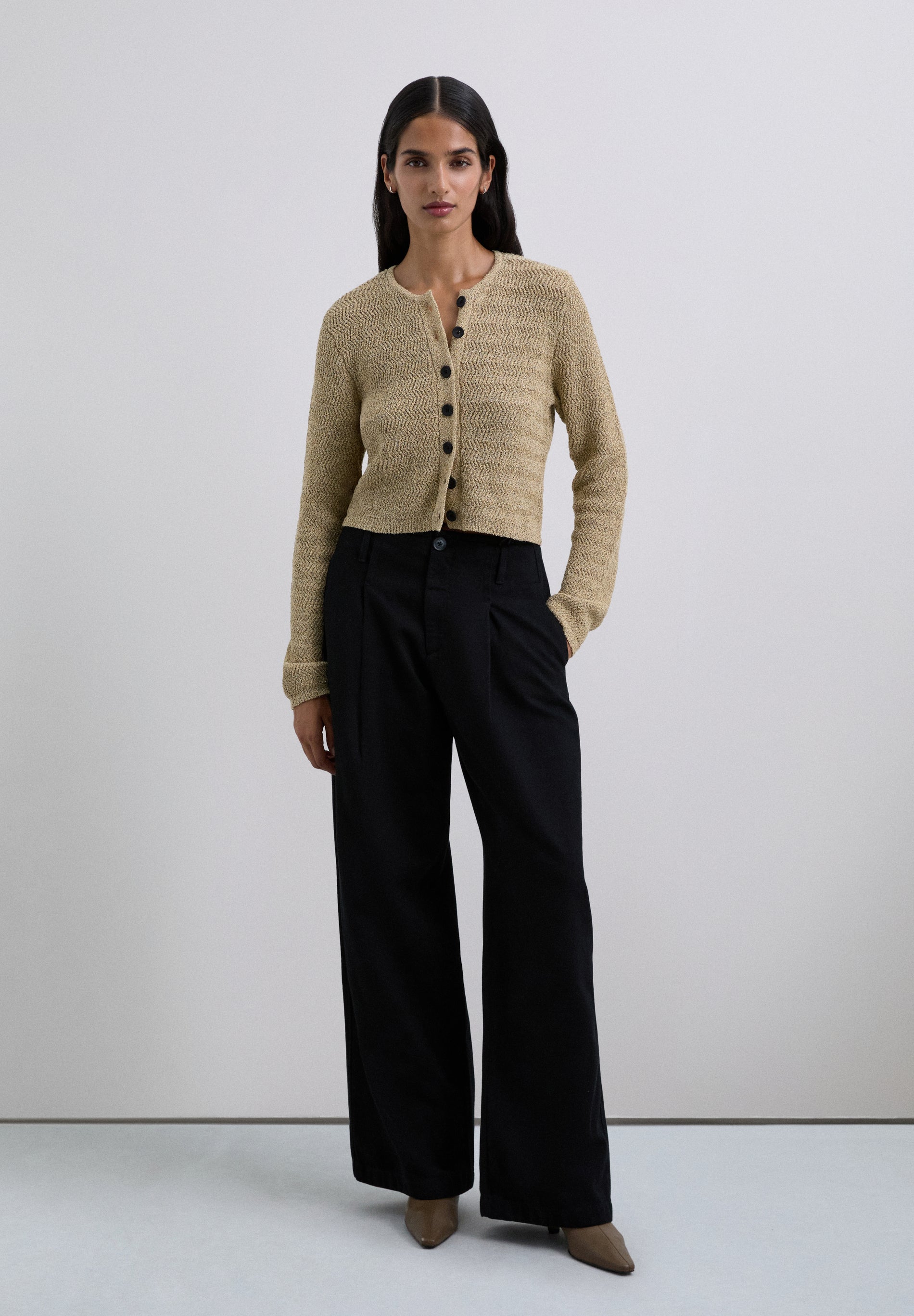 DARTED COTTON TROUSERS