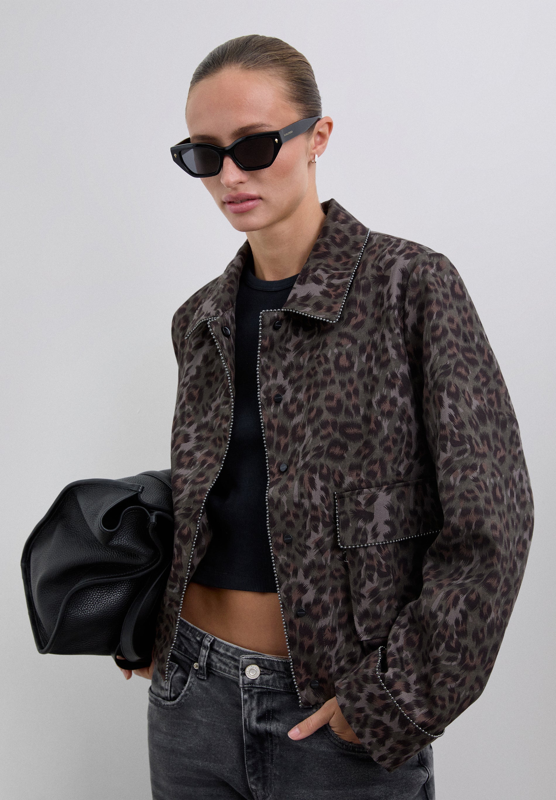 ANIMAL PRINT JACKET WITH STUDS