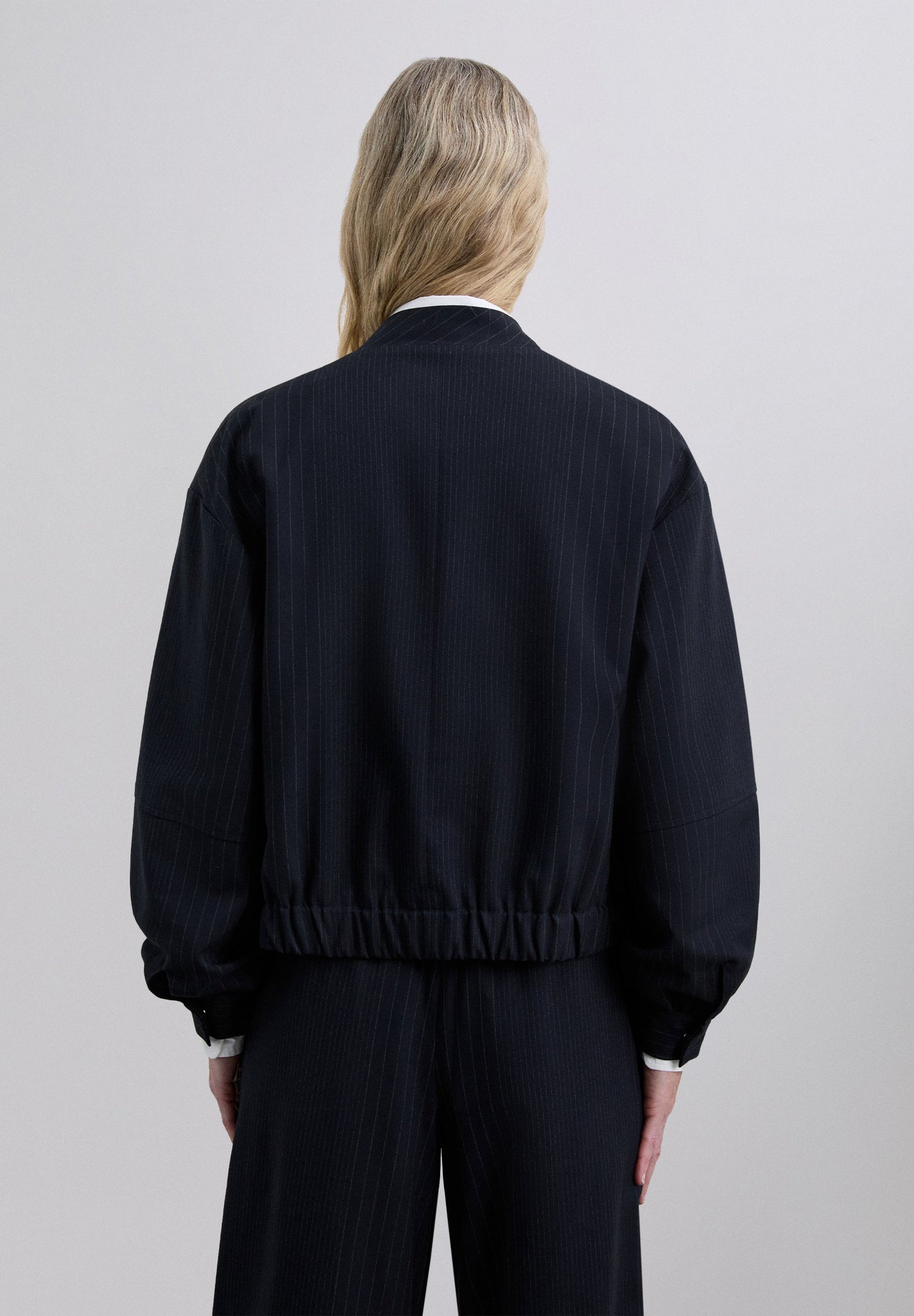 PINSTRIPE BOMBER JACKET