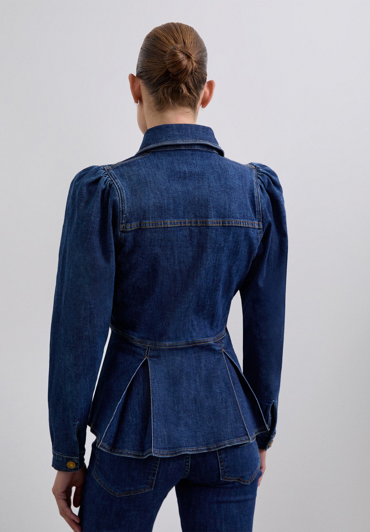 DENIM SHIRT WITH PUFF SLEEVES
