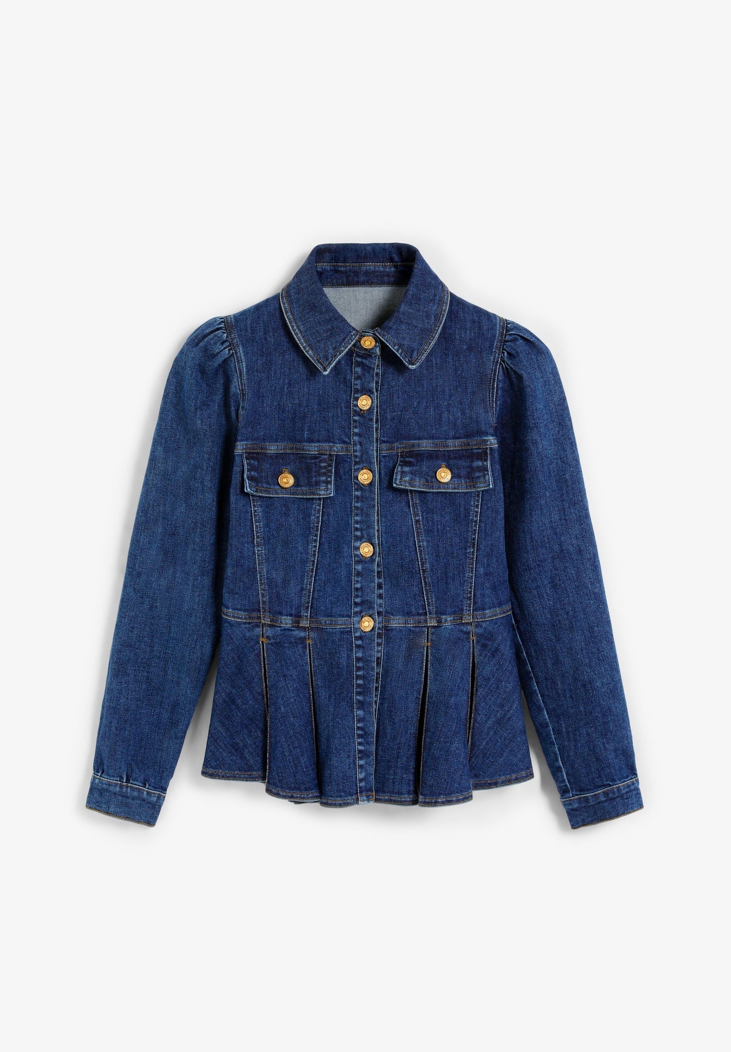DENIM SHIRT WITH PUFF SLEEVES