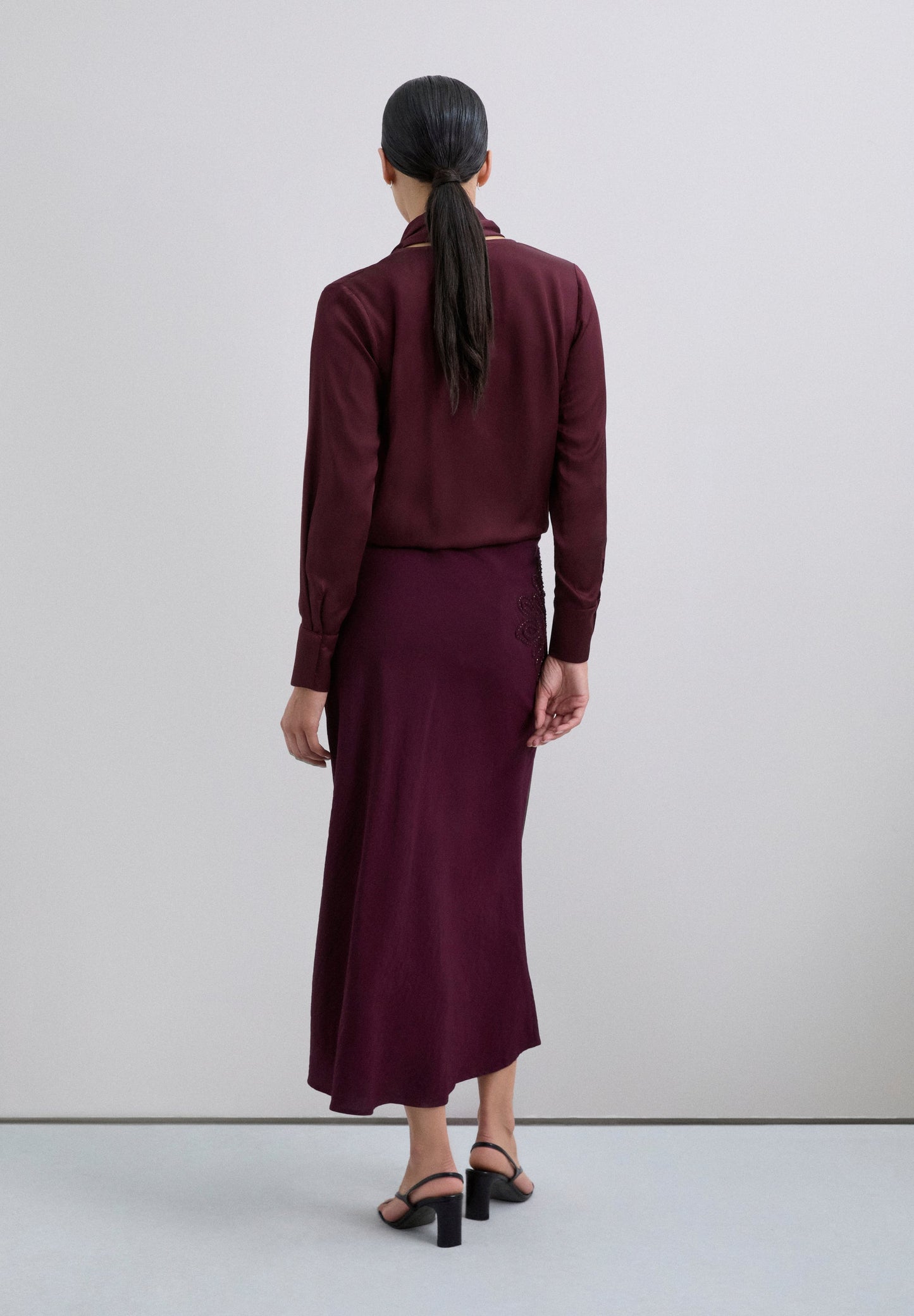 BIAS CUT SKIRT WITH EMBROIDERY