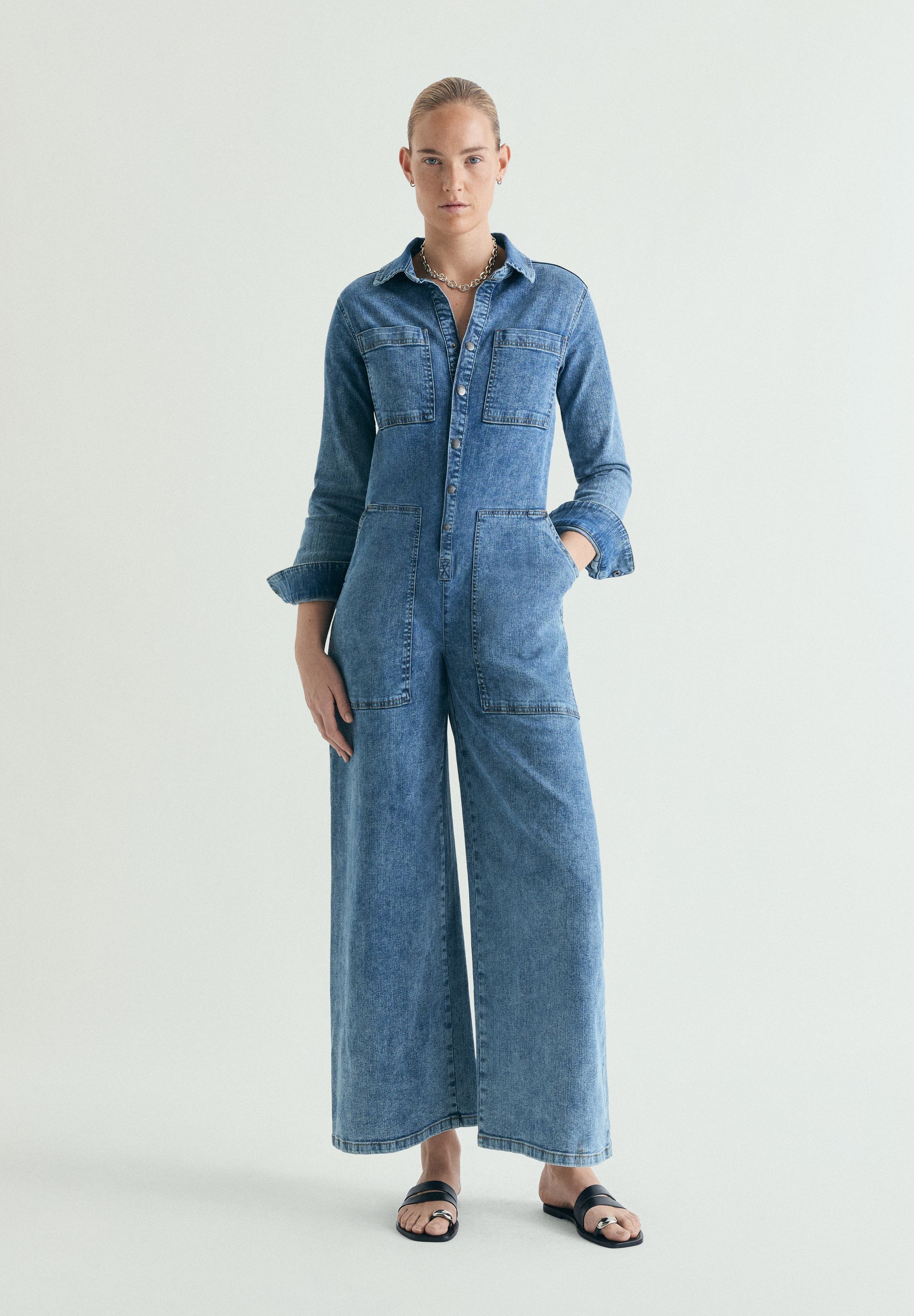 DENIM JUMPSUIT WITH POCKETS