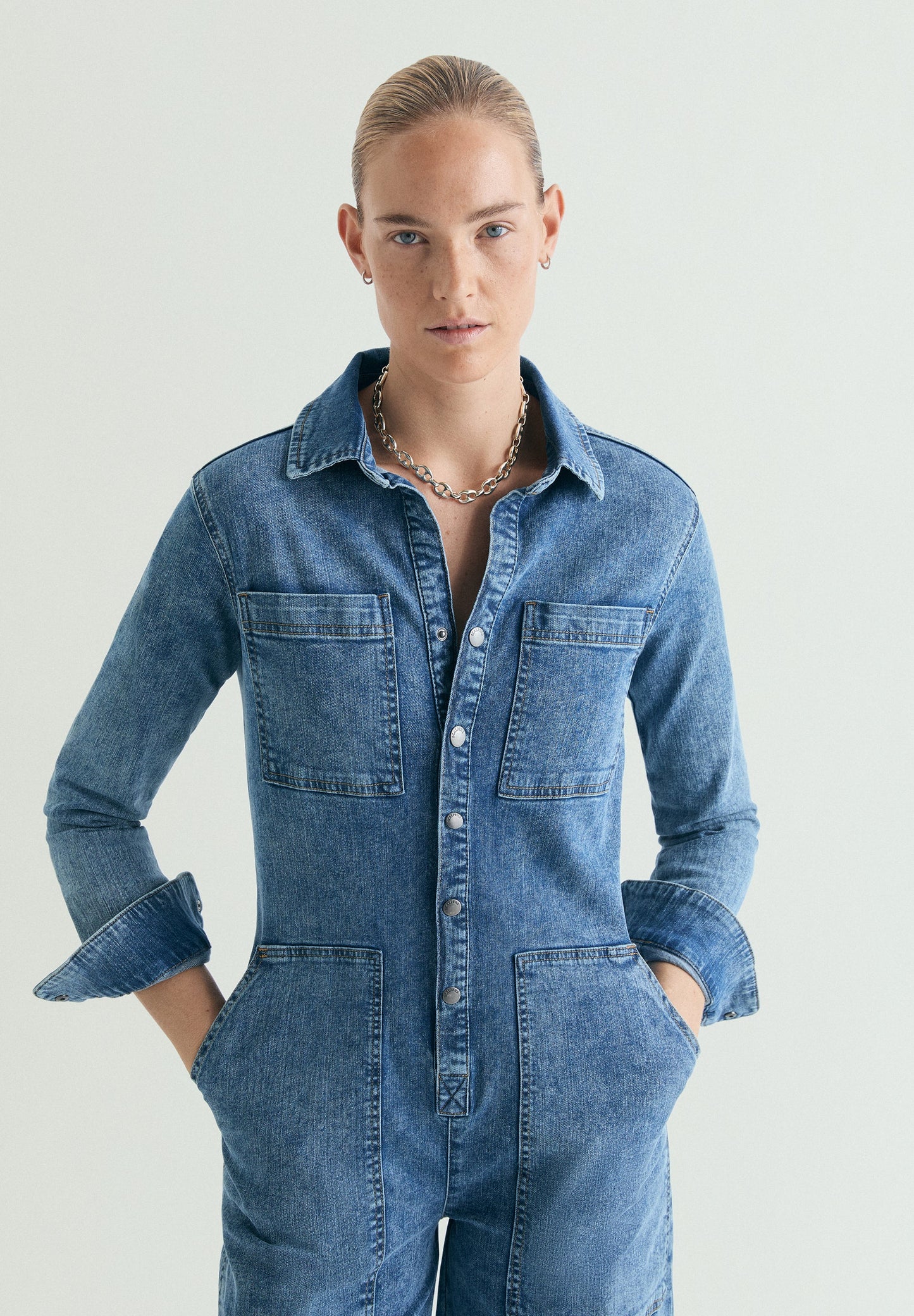 DENIM JUMPSUIT WITH POCKETS