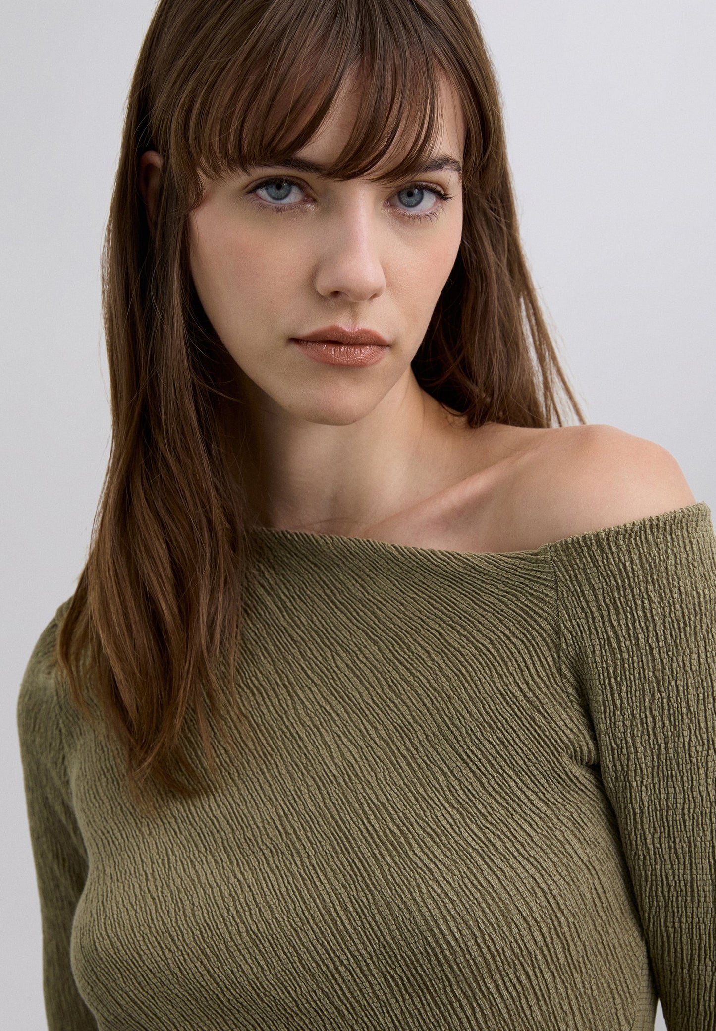 LONG ASYMMETRIC NECKLINE DRESS