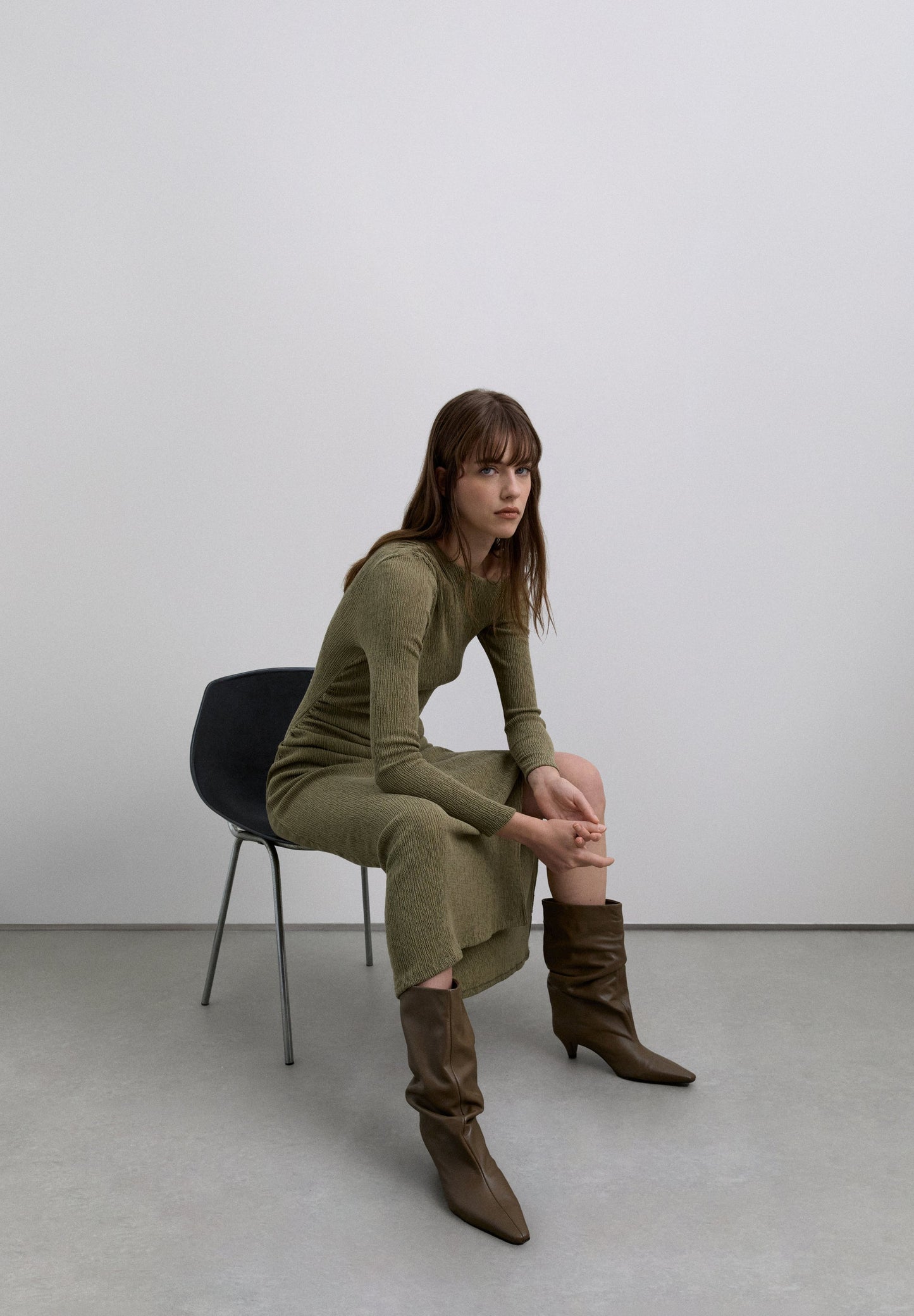 LONG ASYMMETRIC NECKLINE DRESS