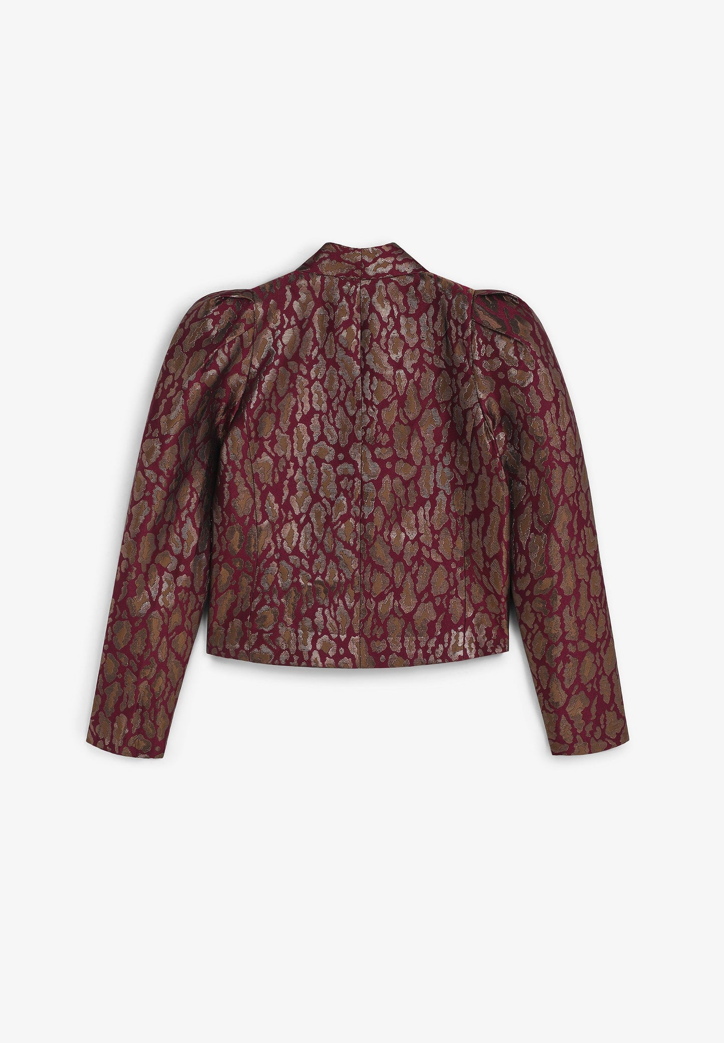 CROPPED METALLIC ANIMAL PRINT BLAZER