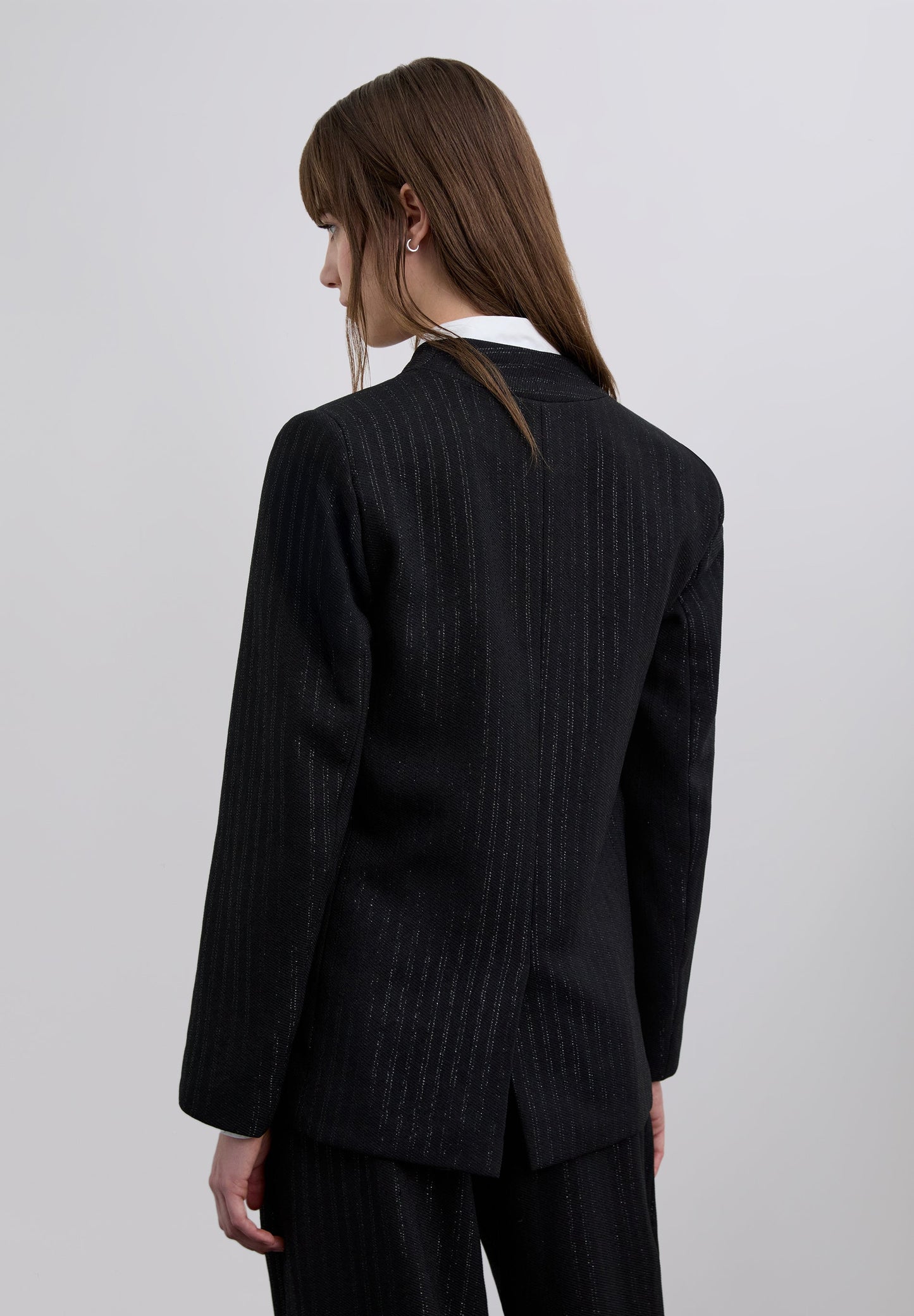 DOUBLE-BREASTED PINSTRIPE BLAZER