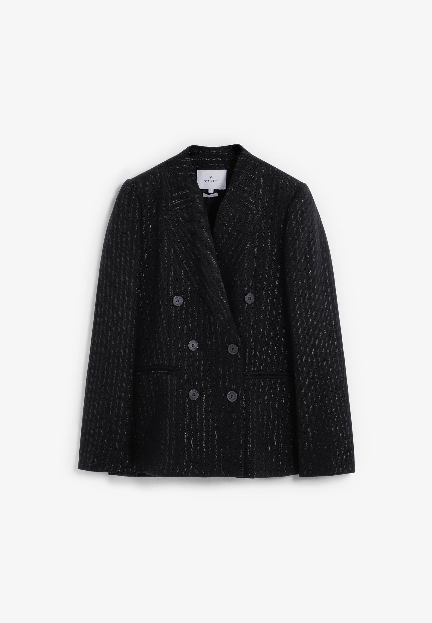 DOUBLE-BREASTED PINSTRIPE BLAZER