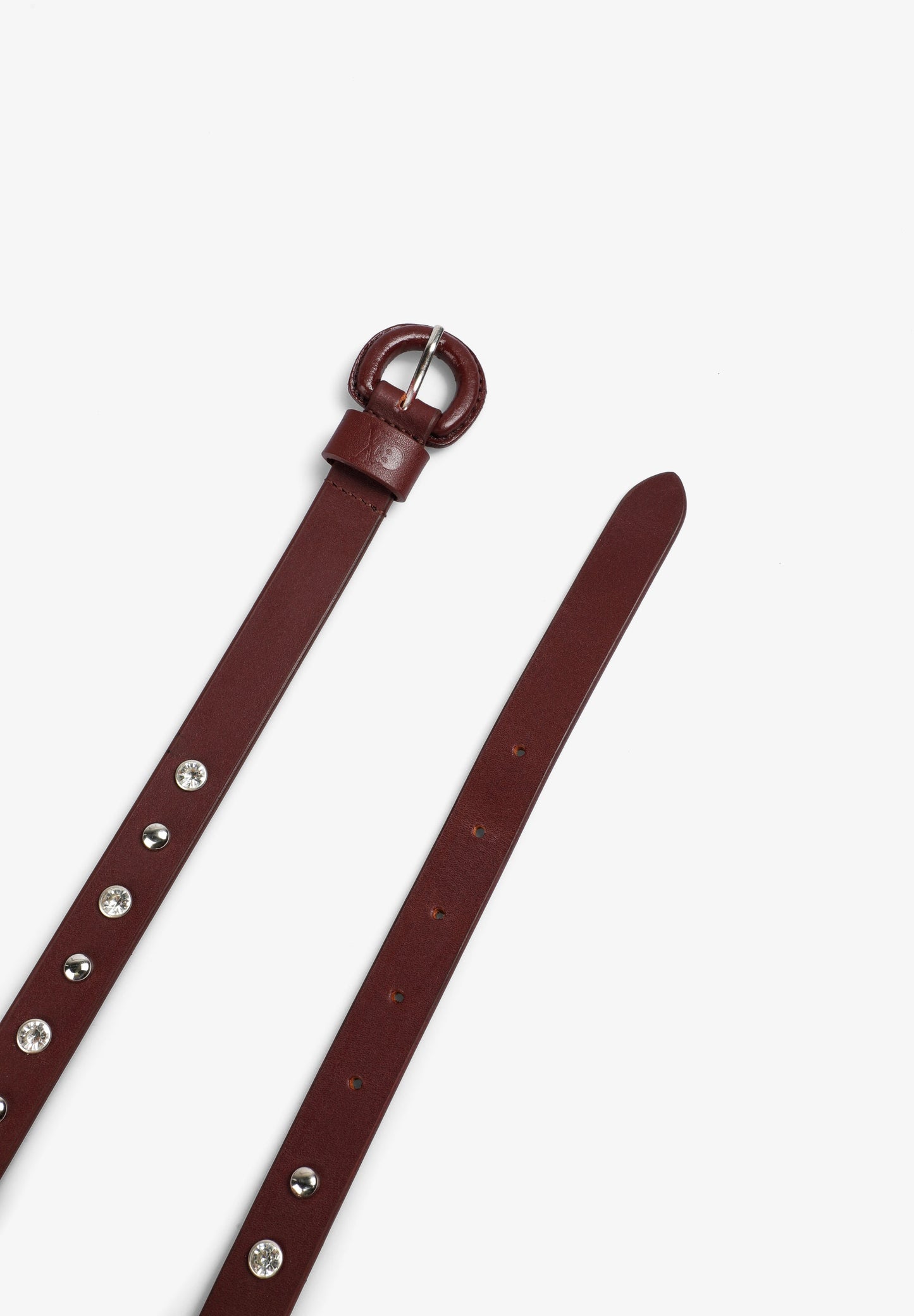 LEATHER BELT WITH RHINESTONES AND STUDS