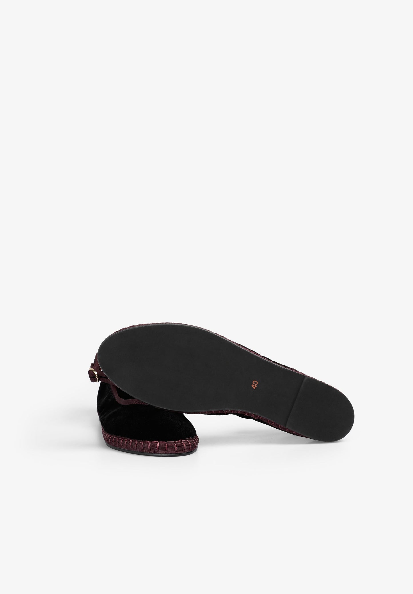 VELVET ANKLE STRAP BALLET FLATS