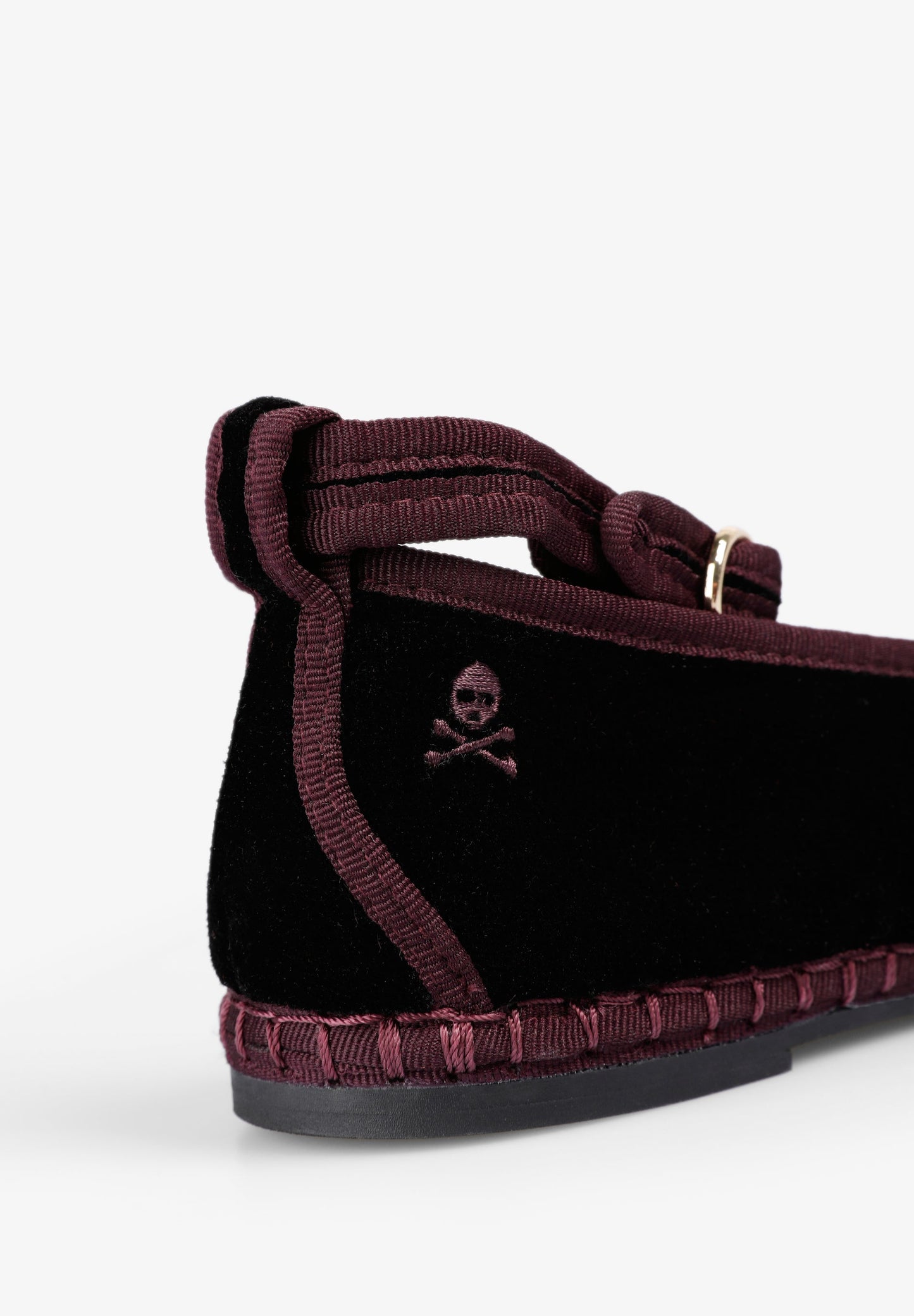 VELVET ANKLE STRAP BALLET FLATS