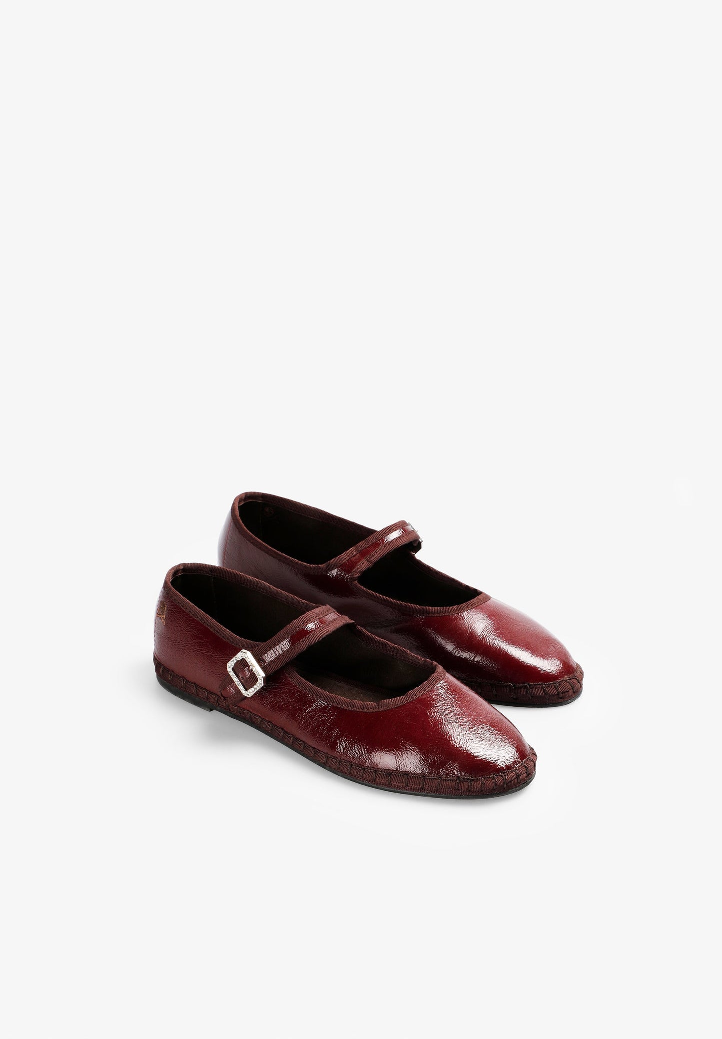 FAUX PATENT LEATHER BALLET FLATS WITH BUCKLE