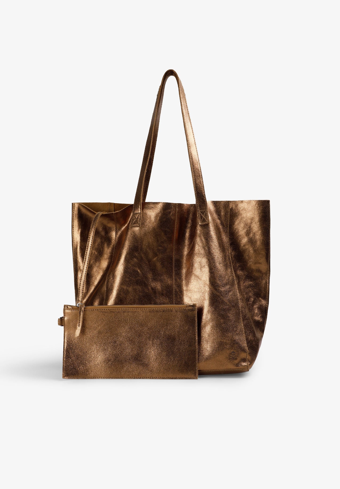 METALLIC SUEDE TOTE BAG