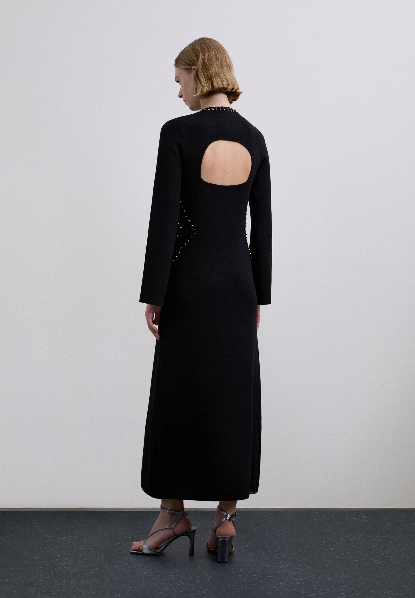 KNIT DRESS WITH STUDS AND SLIT