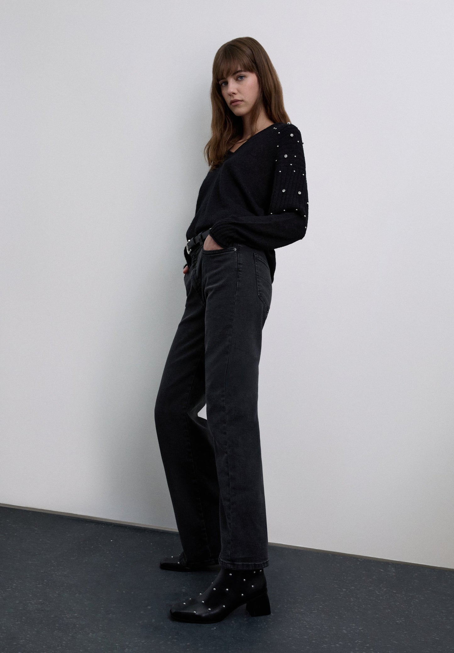 SWEATER WITH STUDS DETAIL