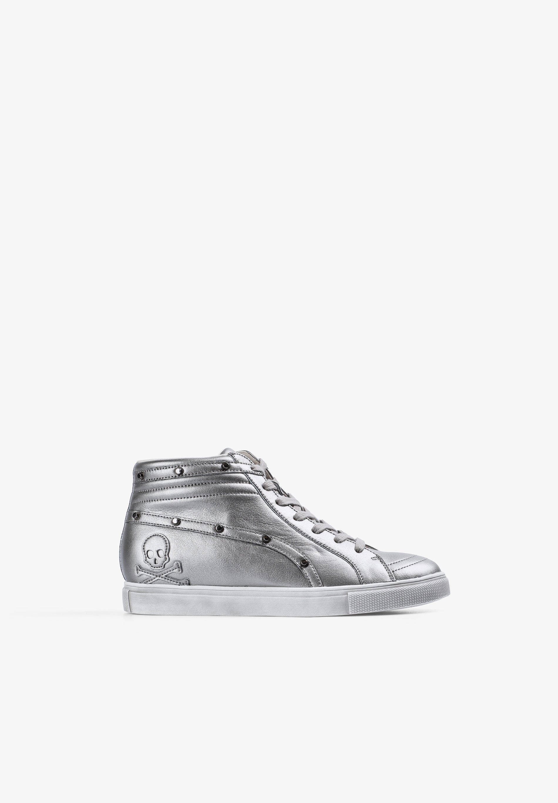 HIGH TOP LEATHER SKULL SNEAKERS