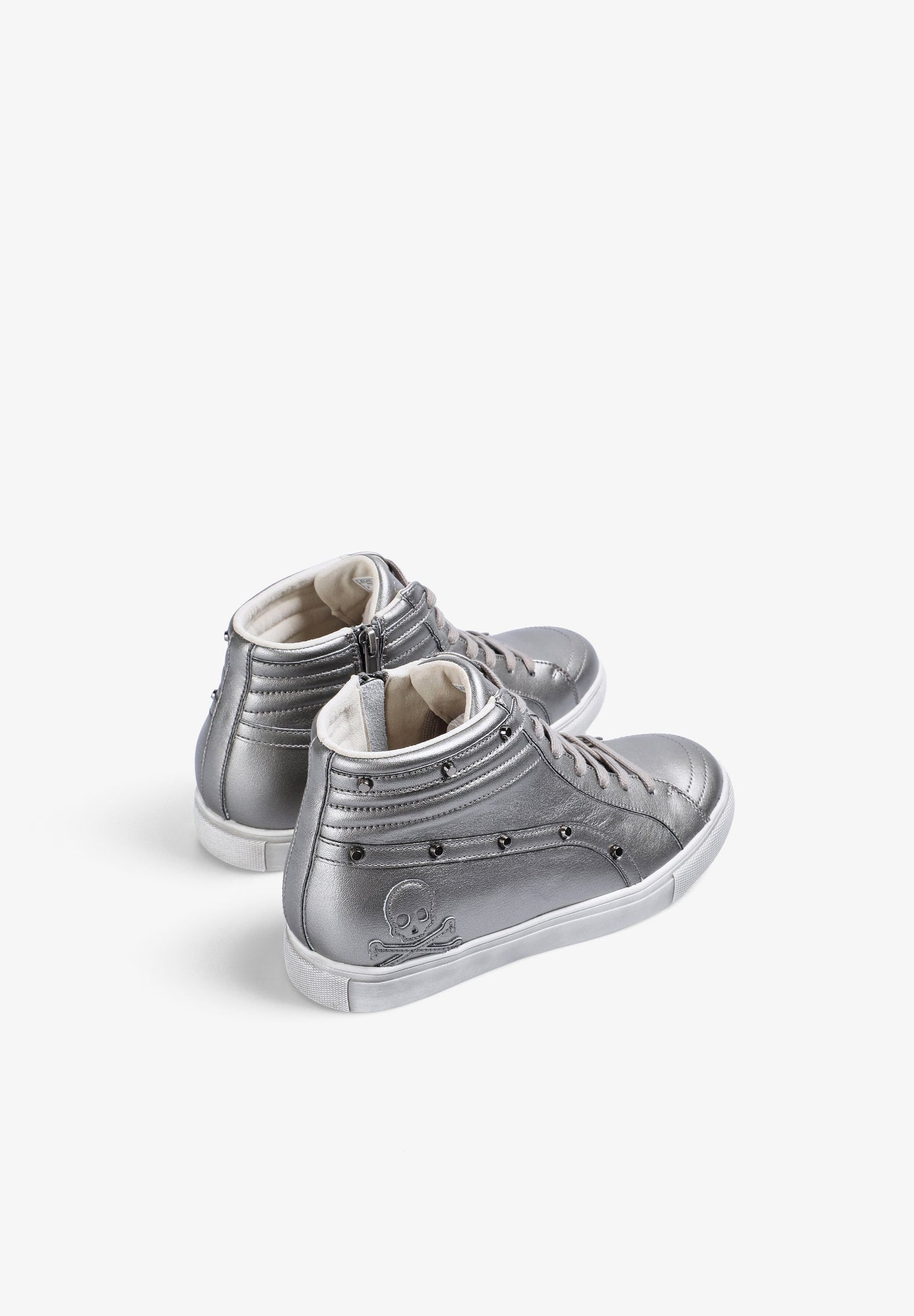 HIGH TOP LEATHER SKULL SNEAKERS