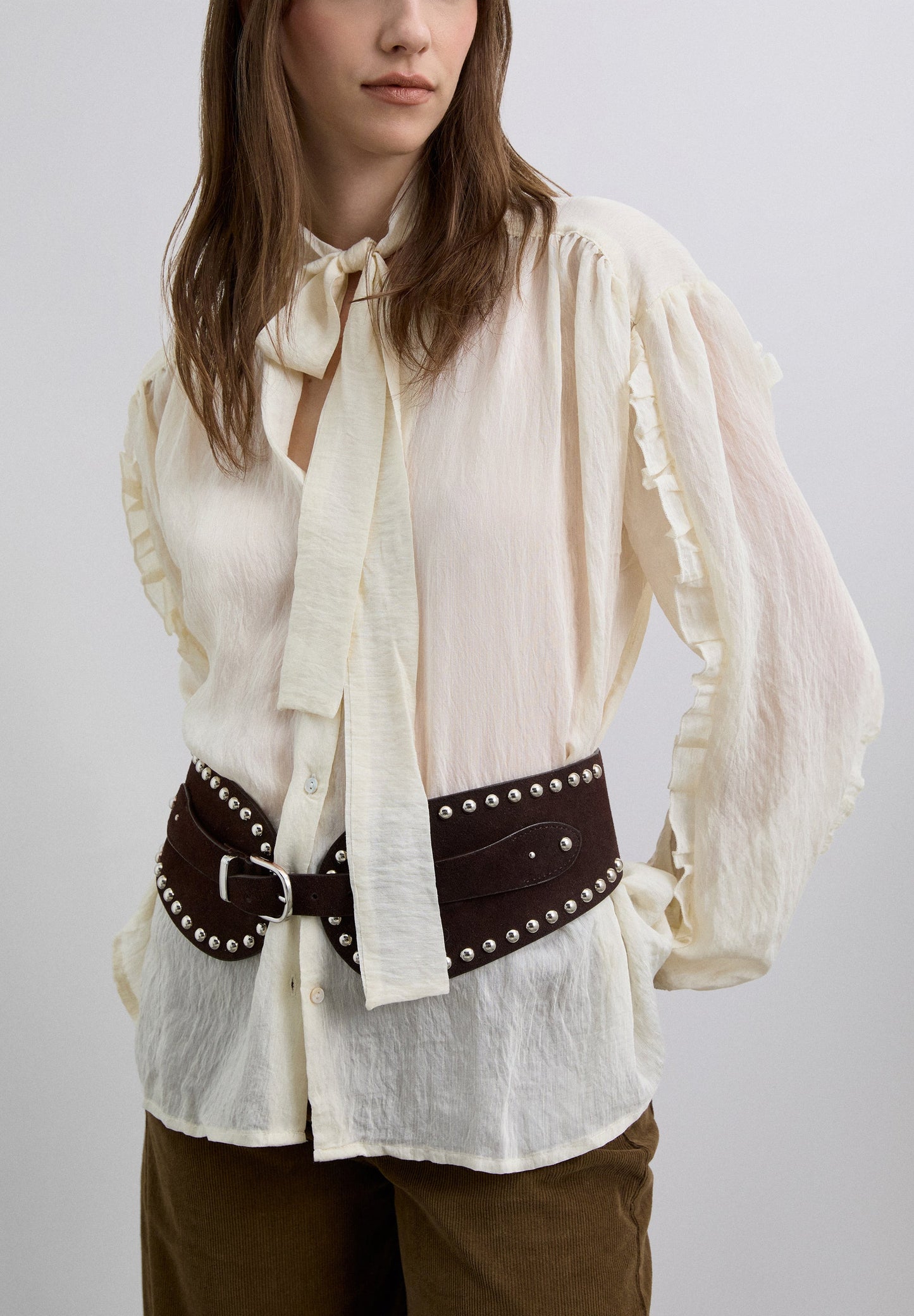 STUDDED SUEDE SASH BELT