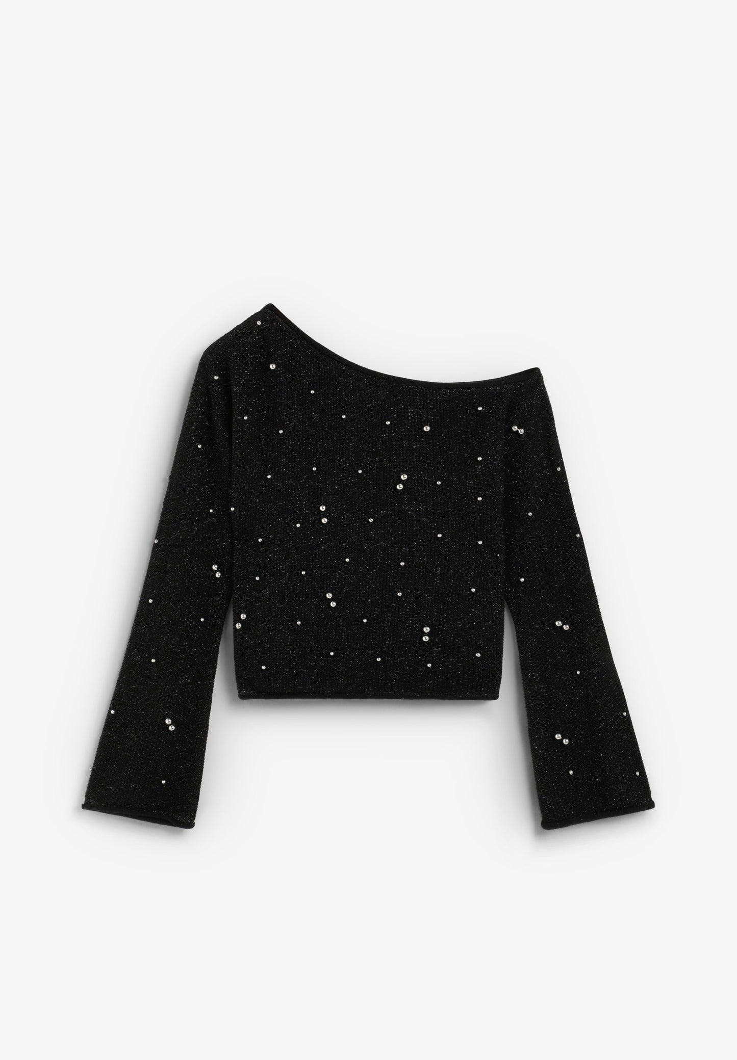 ASYMMETRIC SWEATER WITH PEARLS