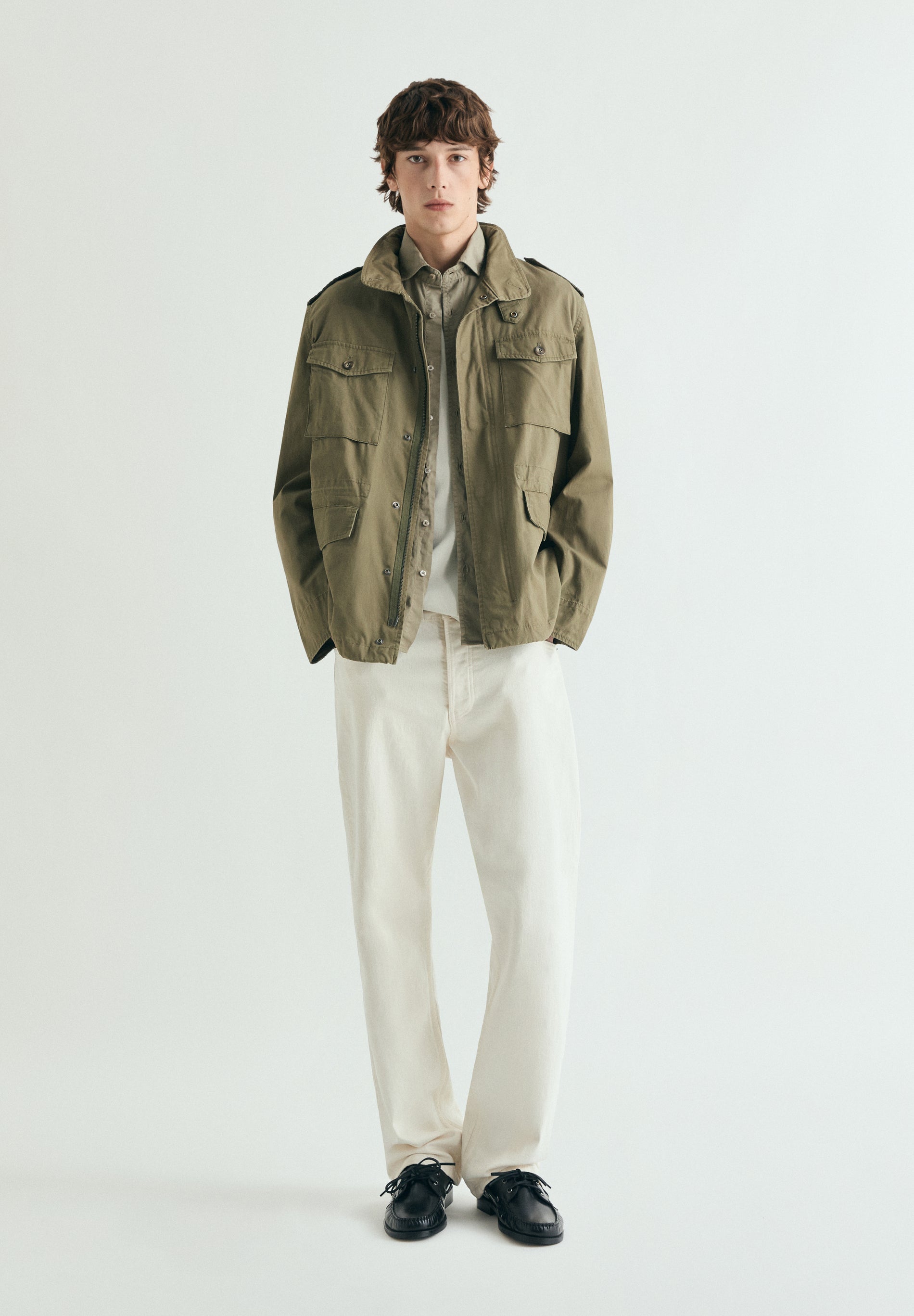 MILITARY JACKET WITH CONCEALED HOOD