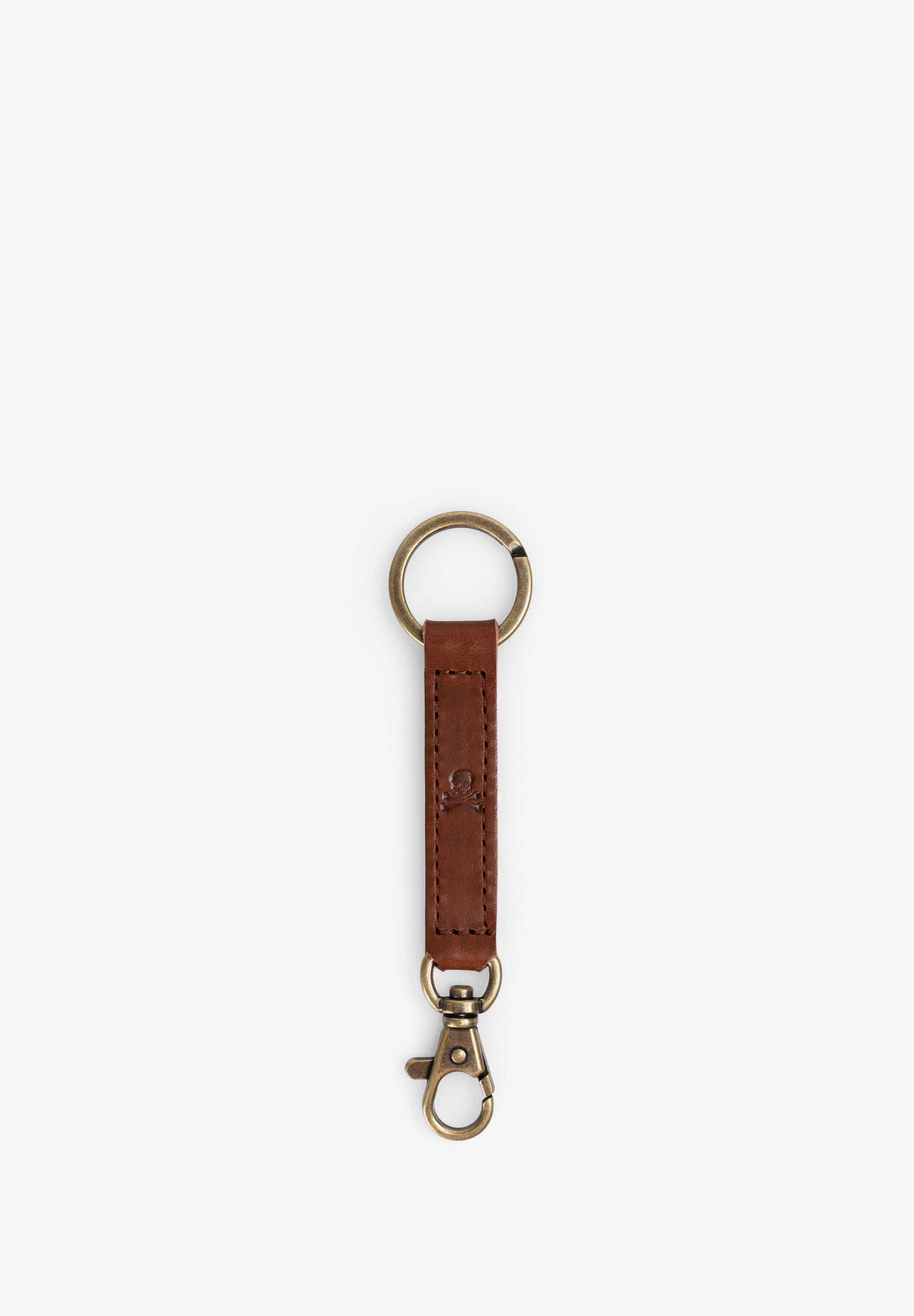 LEATHER KEYCHAIN WITH EMBOSSED SKULL