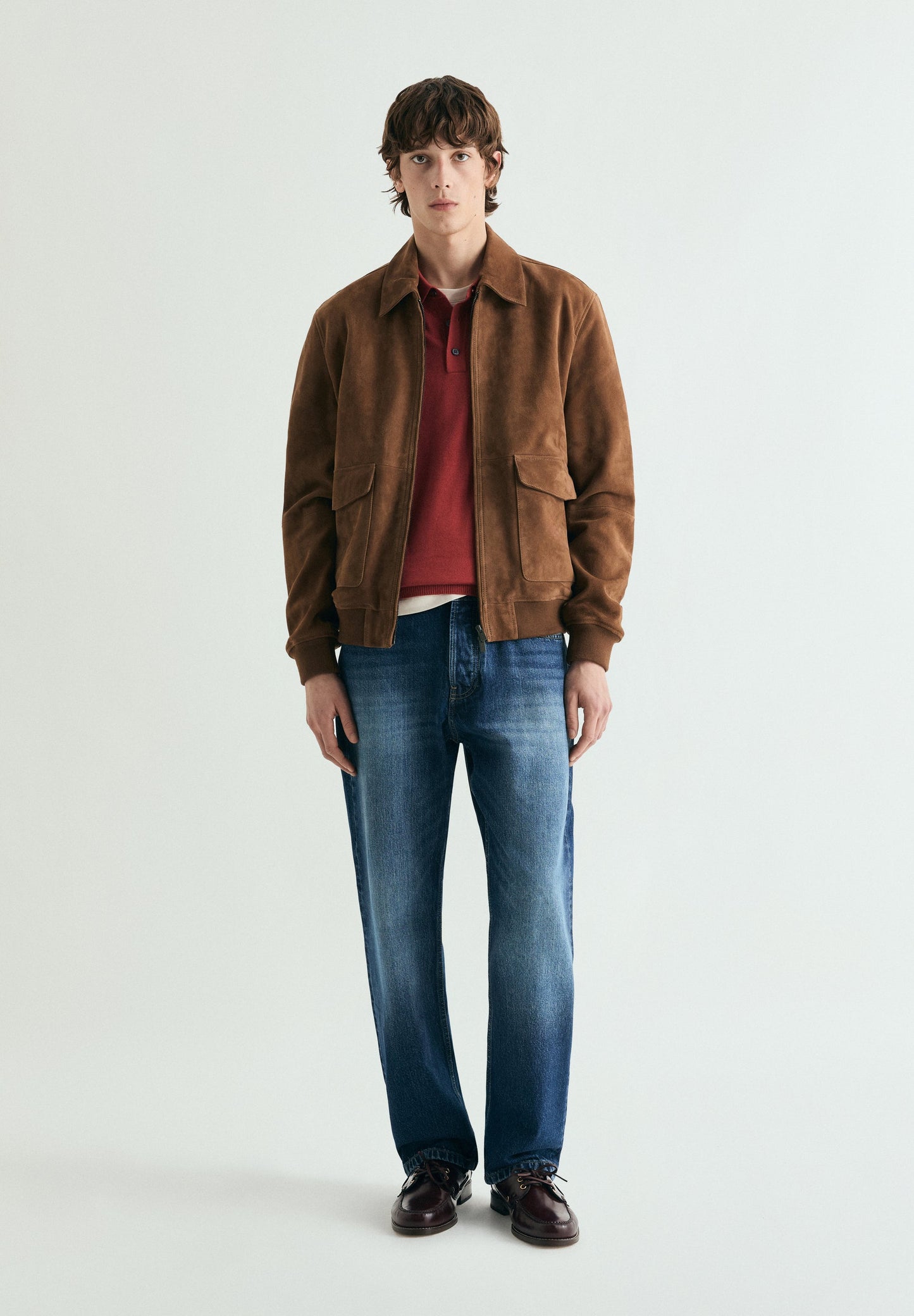 RAGLAN SLEEVE SWEATER WITH POLO SHIRT COLLAR