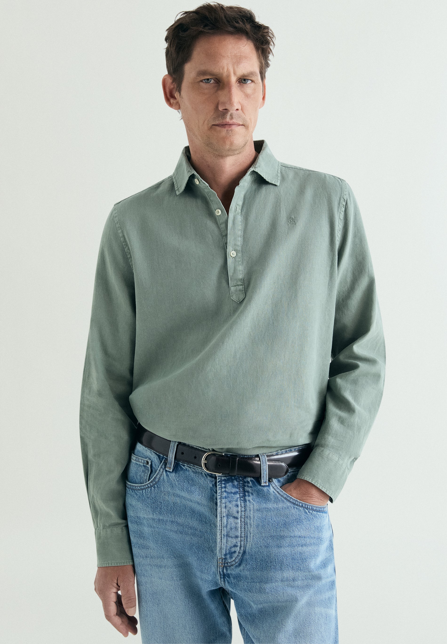 REGULAR FIT LINEN POLO SHIRT