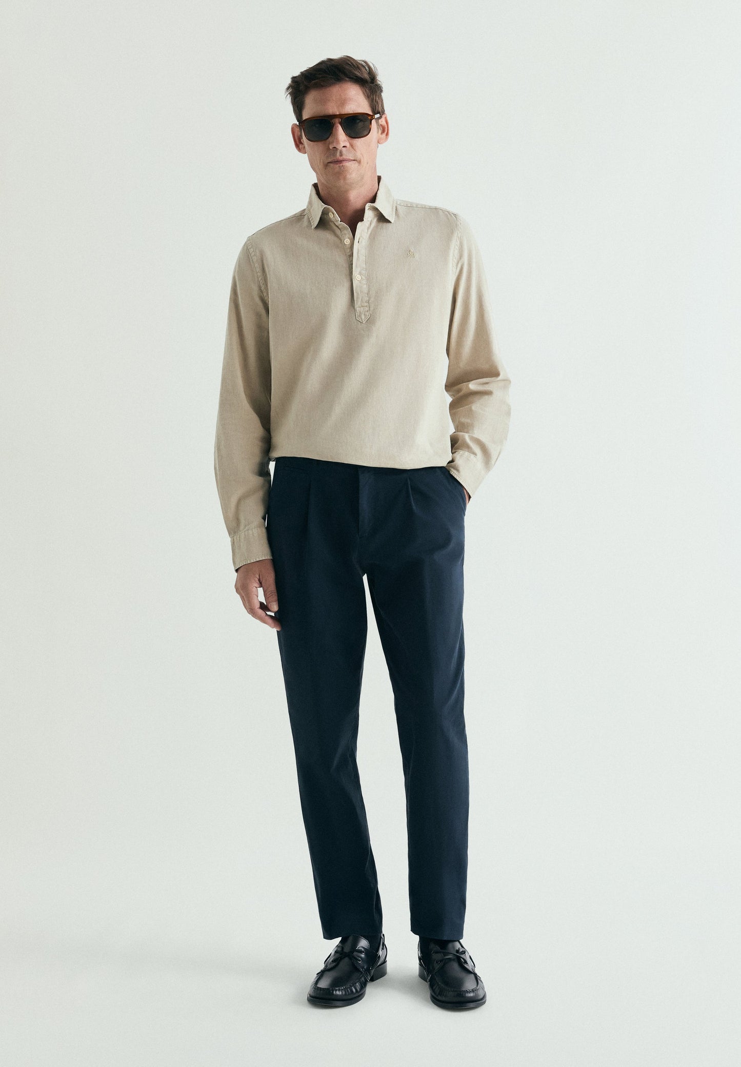 REGULAR FIT LINEN POLO SHIRT